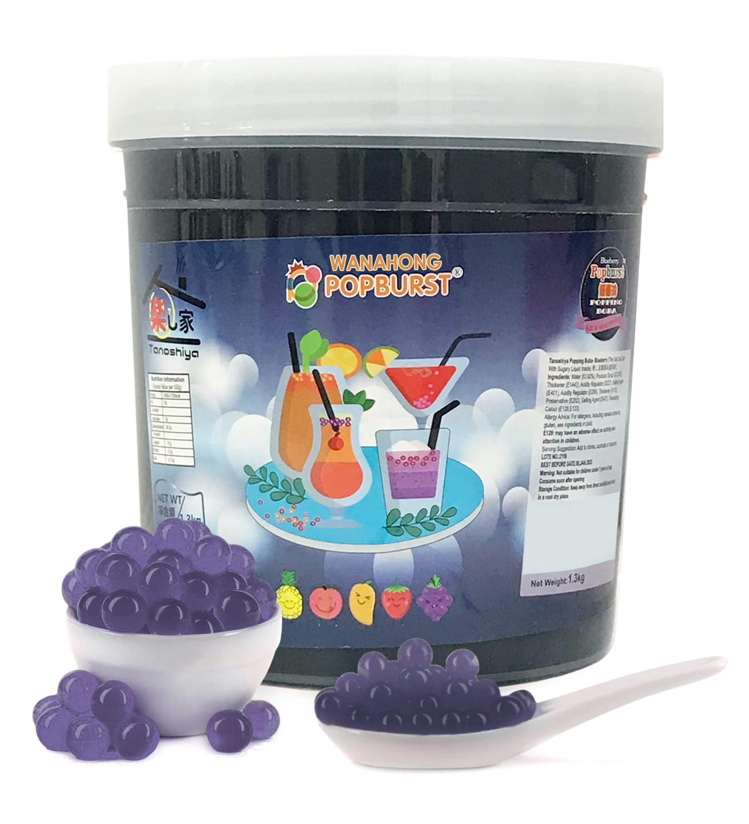 WaNaHong Blueberry Popping Boba Pearl 1.3 KG - Perfect for Prosecco and Cocktails - Buy Online on GoSupps.com