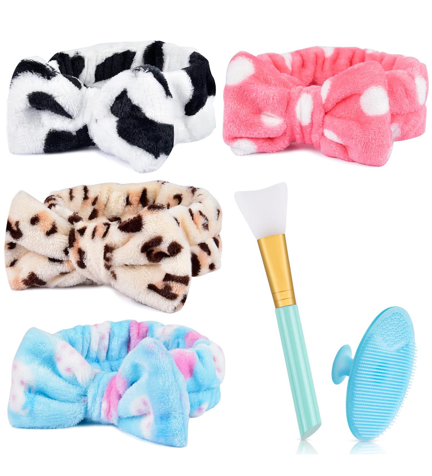4 Pack Spa Headband MORGLES Facial Makeup Headband Bowknot Hair Bands Cosmetic Headband with 1pcs Face Mask Brush 1pcs Silicone Face Scrubbers for Women Washing Face Skincare Style 1 - Buy Online on GoSupps.com