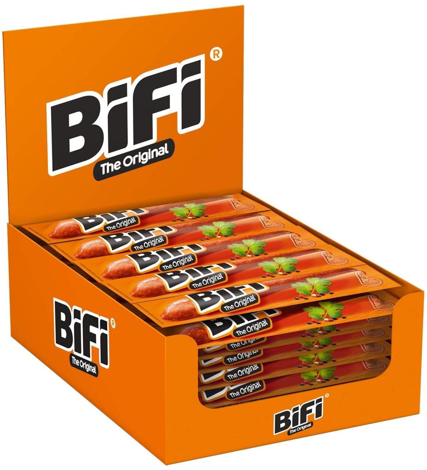 BiFi Original Hearty Salami Sausage Snack - Smoked Meat Snack - 40-Pack BIG Box (40 x 22.5 g) - Perfect for On-the-Go - Buy Online on GoSupps.com