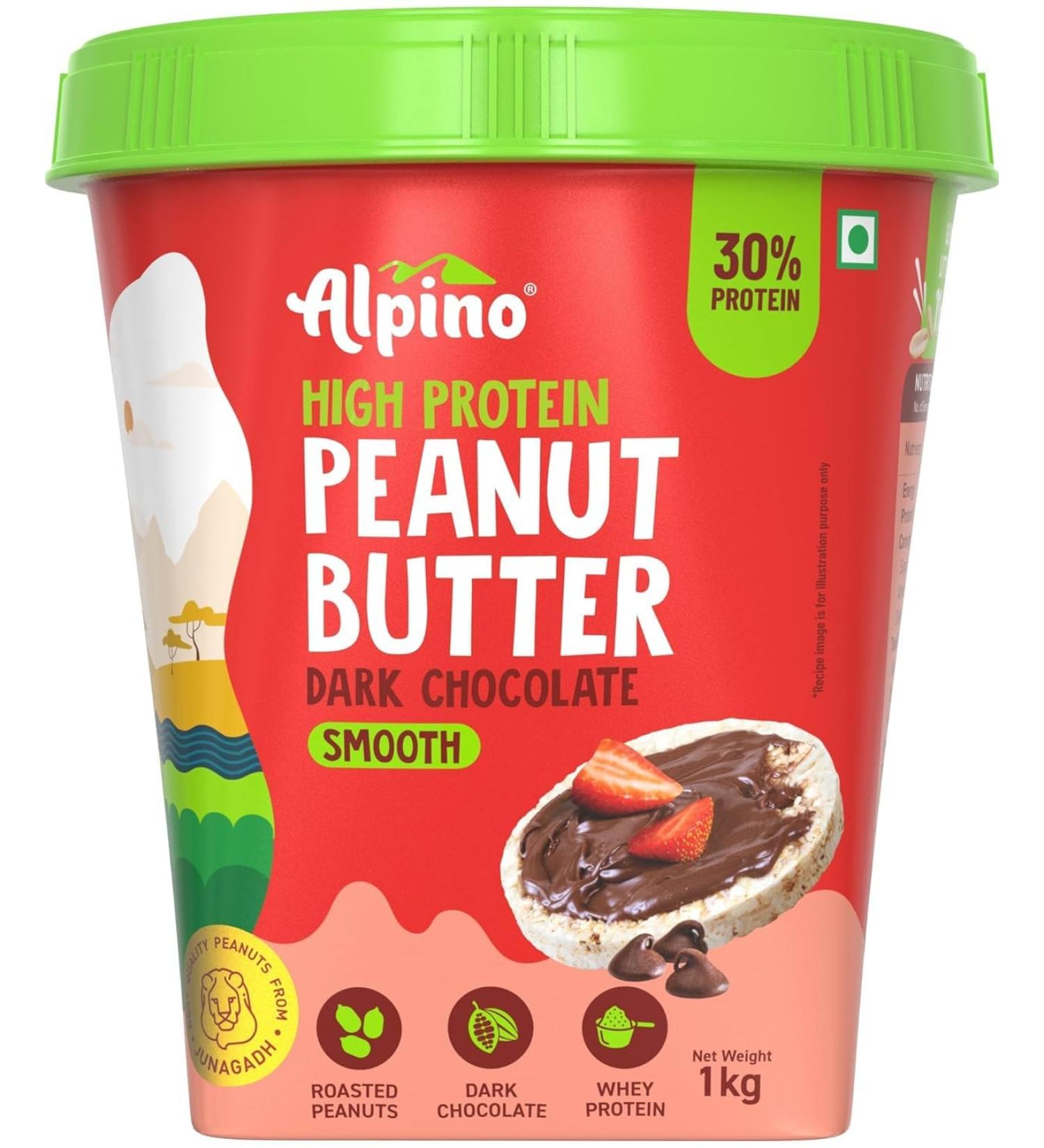 ALPI NO High Protein Dark Chocolate Peanut Butter Smooth 1kg - Roasted Peanuts Dark Chocolate Whey Protein & Pea Protein 30g Protein Gluten Free - High Protein Peanut Butter Creamy - Buy Online on GoSupps.com