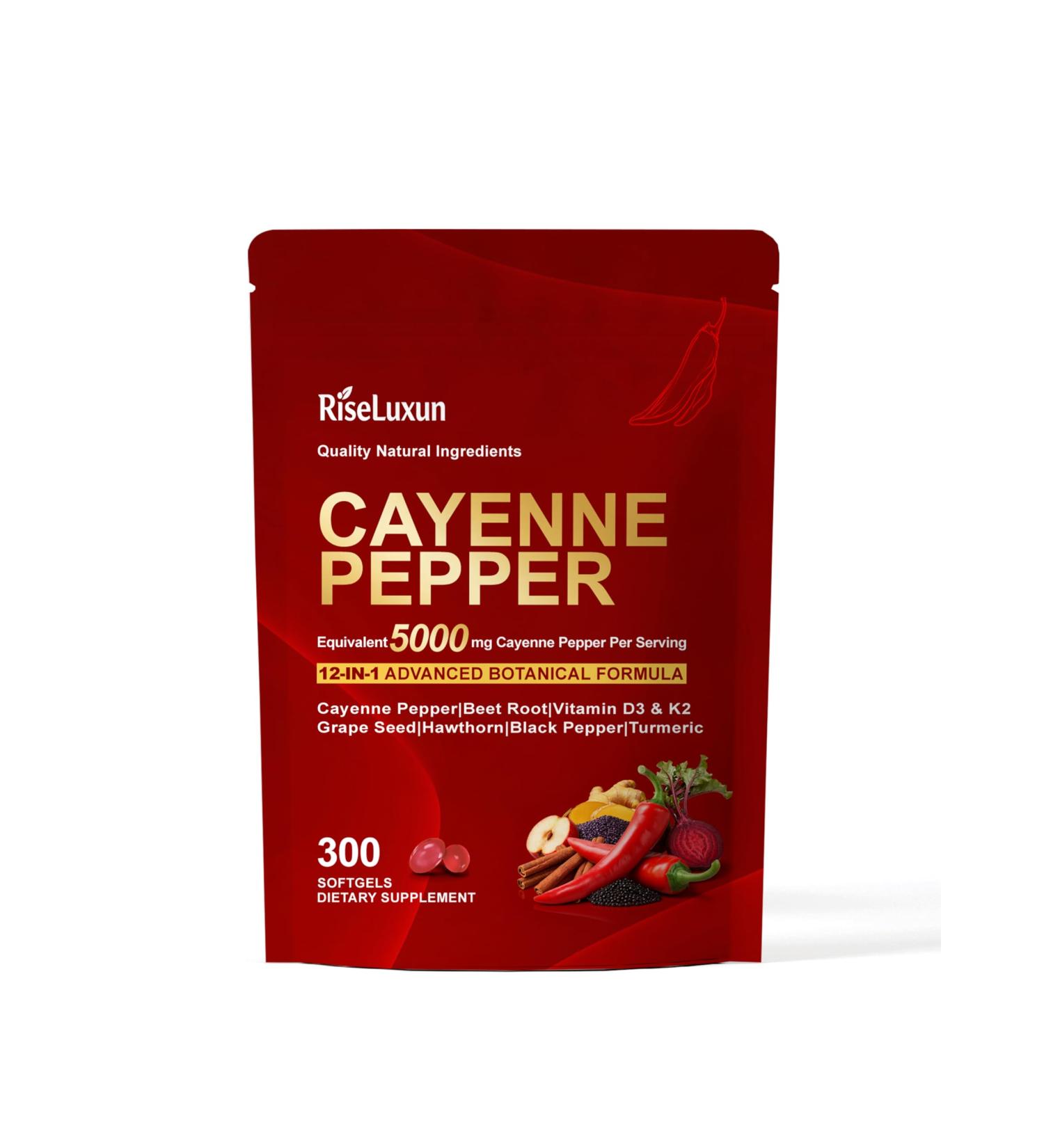 Cayenne Pepper Capsules with Vitamin D3 K2+E & Extracts of Grape Seed Hawthorn Beetroot Berberine & 12 other extracts Advanced Vitality & Wellness Formula For a Healthy Circulatory System 1 Bag