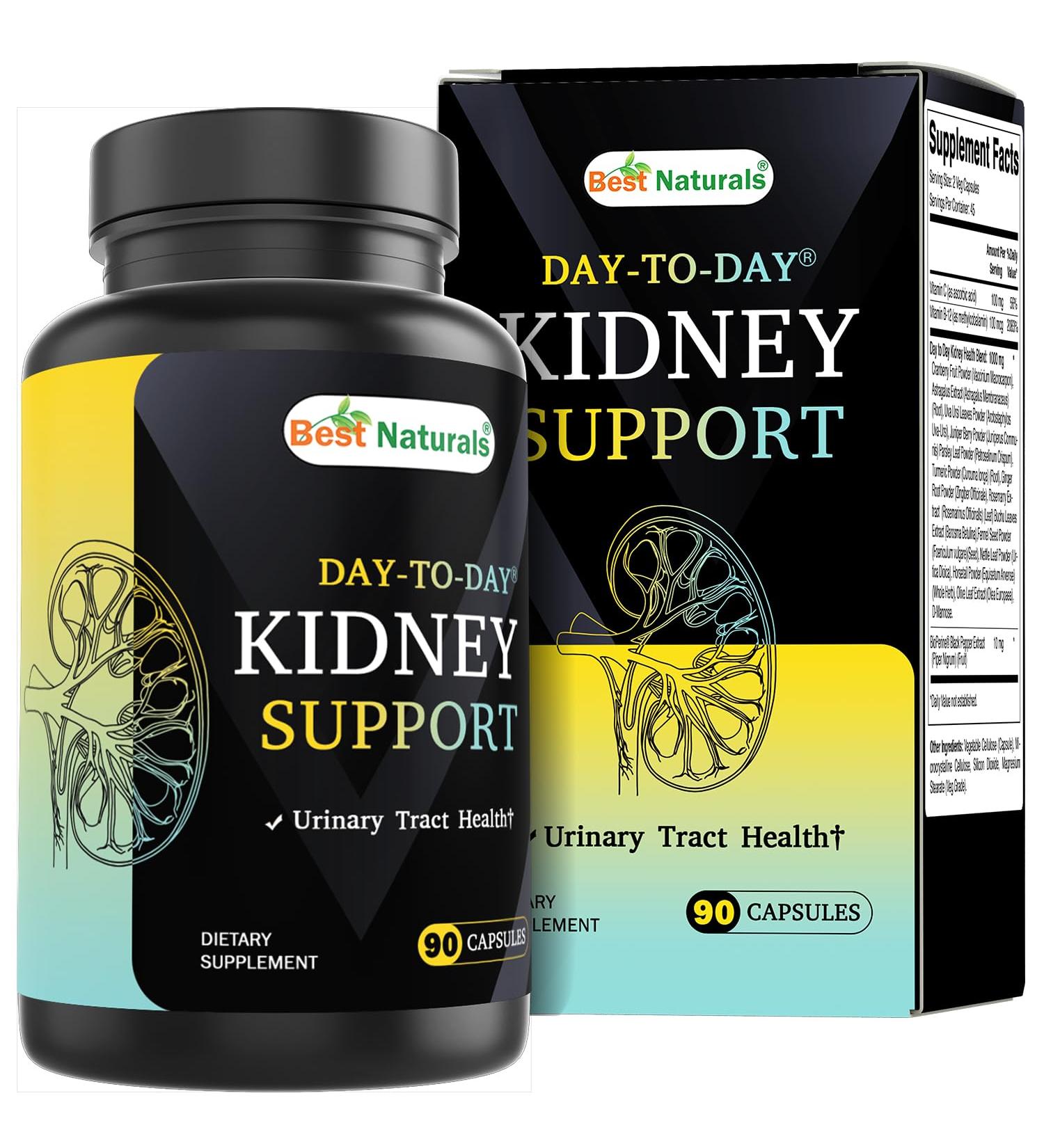 Best Naturals Day-to-Day Kidney Support with Cranberry Fruit Vitamin C B12 D-Mannose Uva Ursi Juniper Berry Parsley Leaf 90 Veg Capsules - Buy Online on GoSupps.com