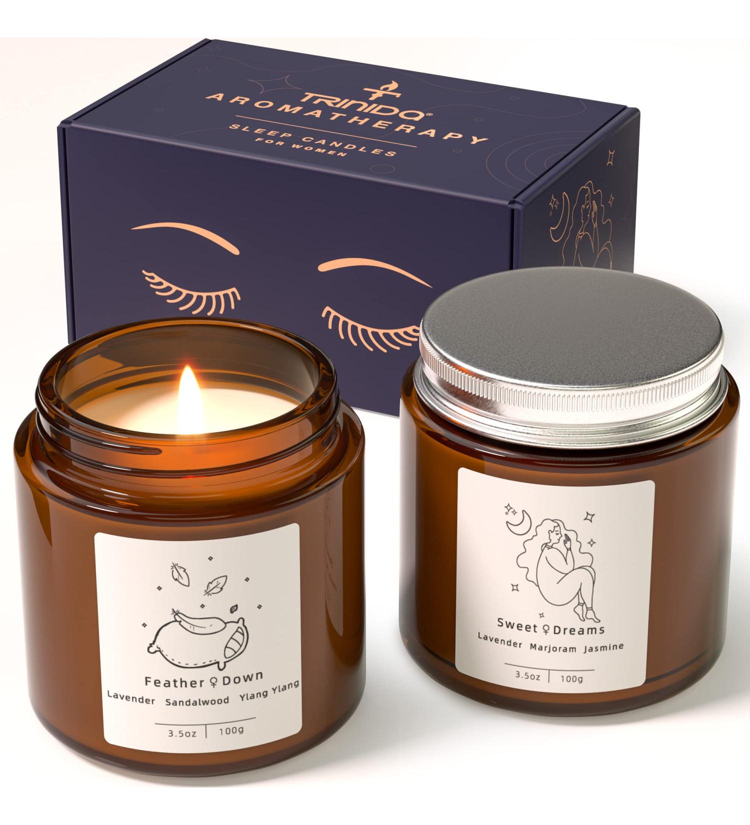 TRINIDa SLEEP & RELAX Lavender Scented Candle - Natural Soy Wax Aromatherapy Gift for Her - Buy Online on GoSupps.com