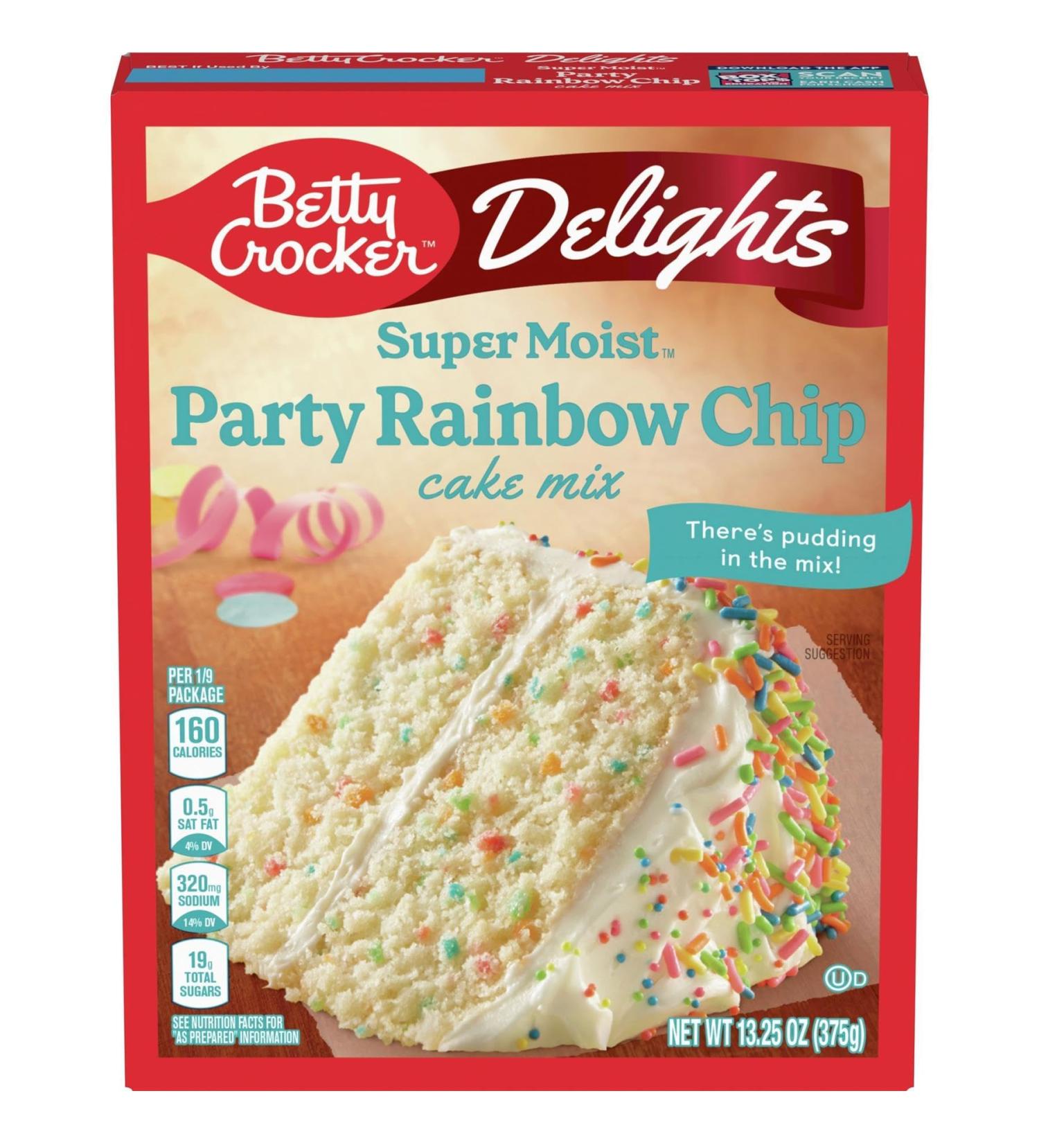 Betty Crocker Delights Super Moist Party Rainbow Cake Mix 376g (13.25oz) - Buy Online on GoSupps.com