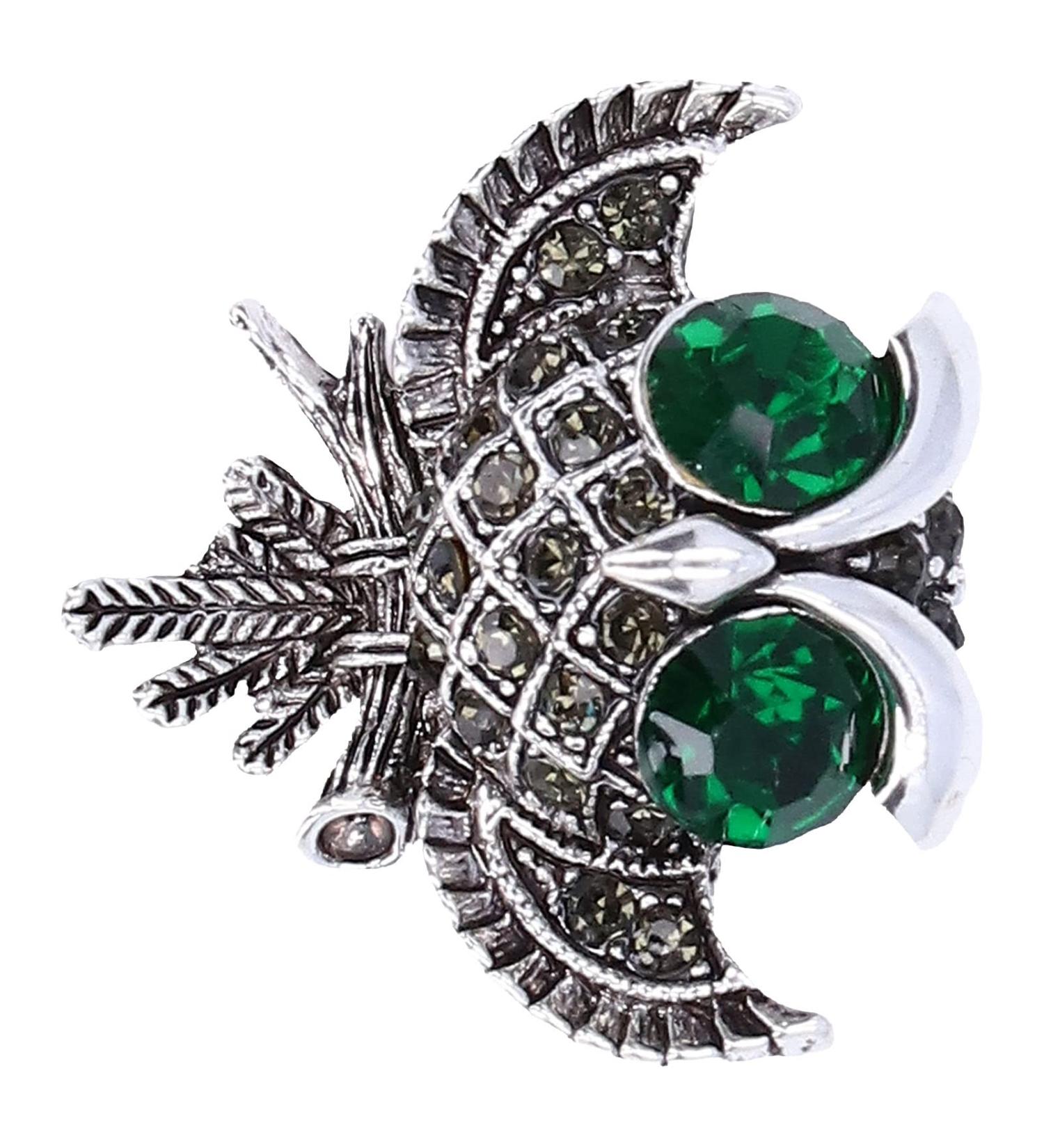 Rhinestone Perched Owl Brooch Cute Beautiful Fashion Big Eyed Owl Brooch Simulated for Weddings for Parties for Vacations - Buy Online on GoSupps.com