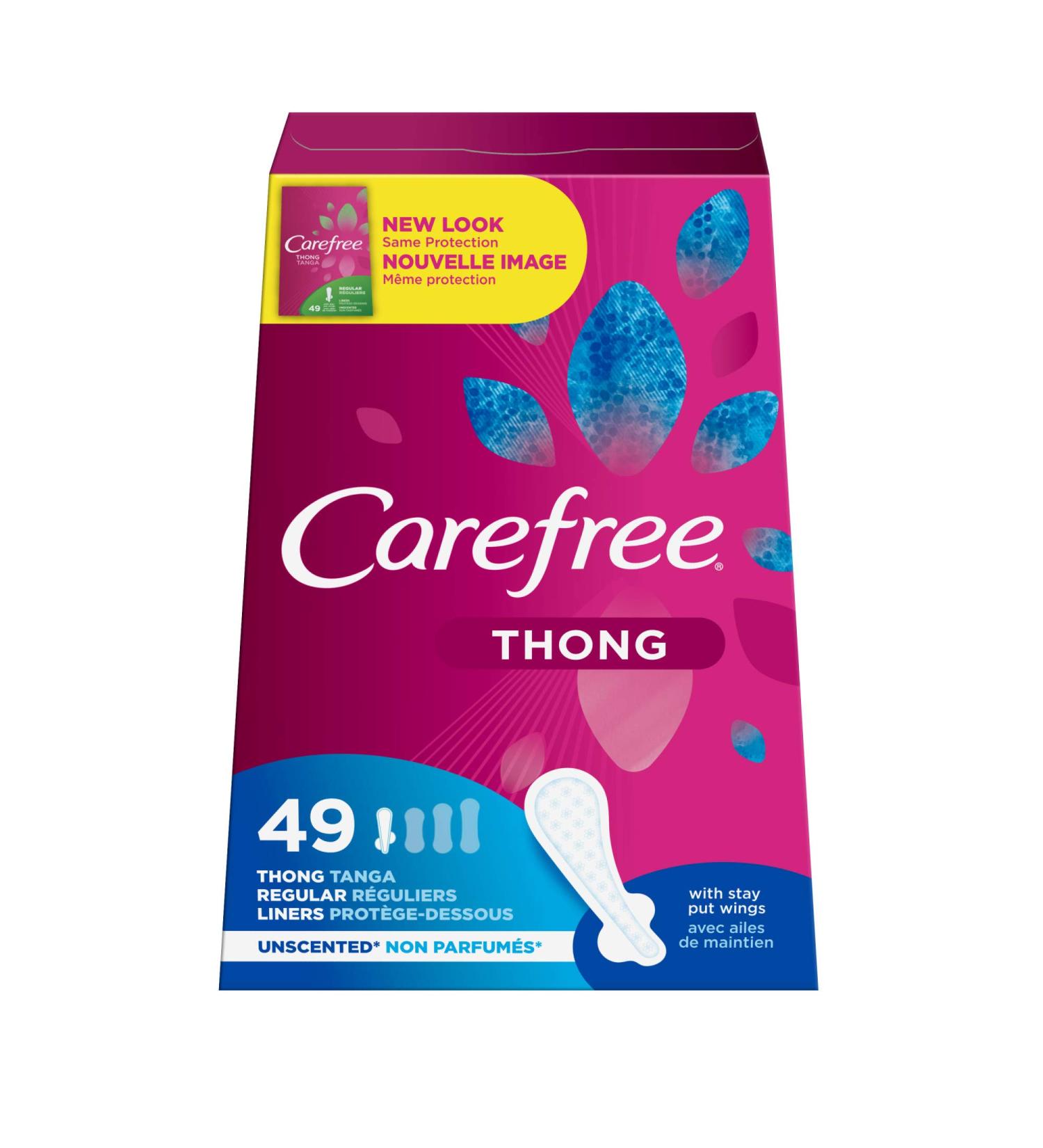 Carefree Thong Liner Regular 49ct Pack | Unscented Disposable Panty Liners - Buy Online on GoSupps.com