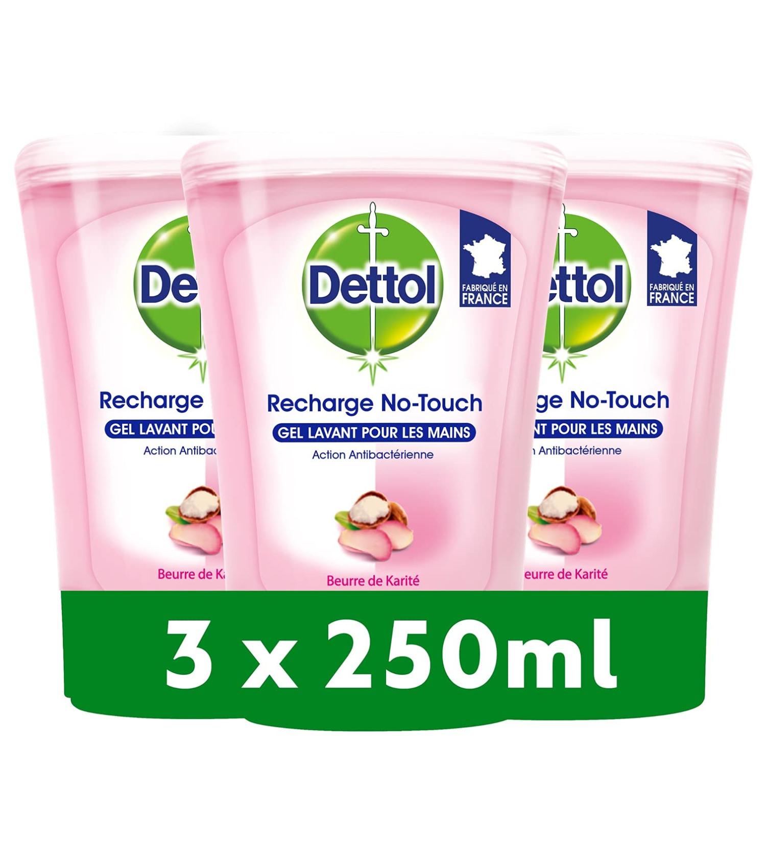 Dettol - No Touch recharge Eau de Rose et Beurre de Karit Flacon de 250 ml - 3x250ml Sans parfum 83.33 ml (Lot de 3) - Buy Online on GoSupps.com