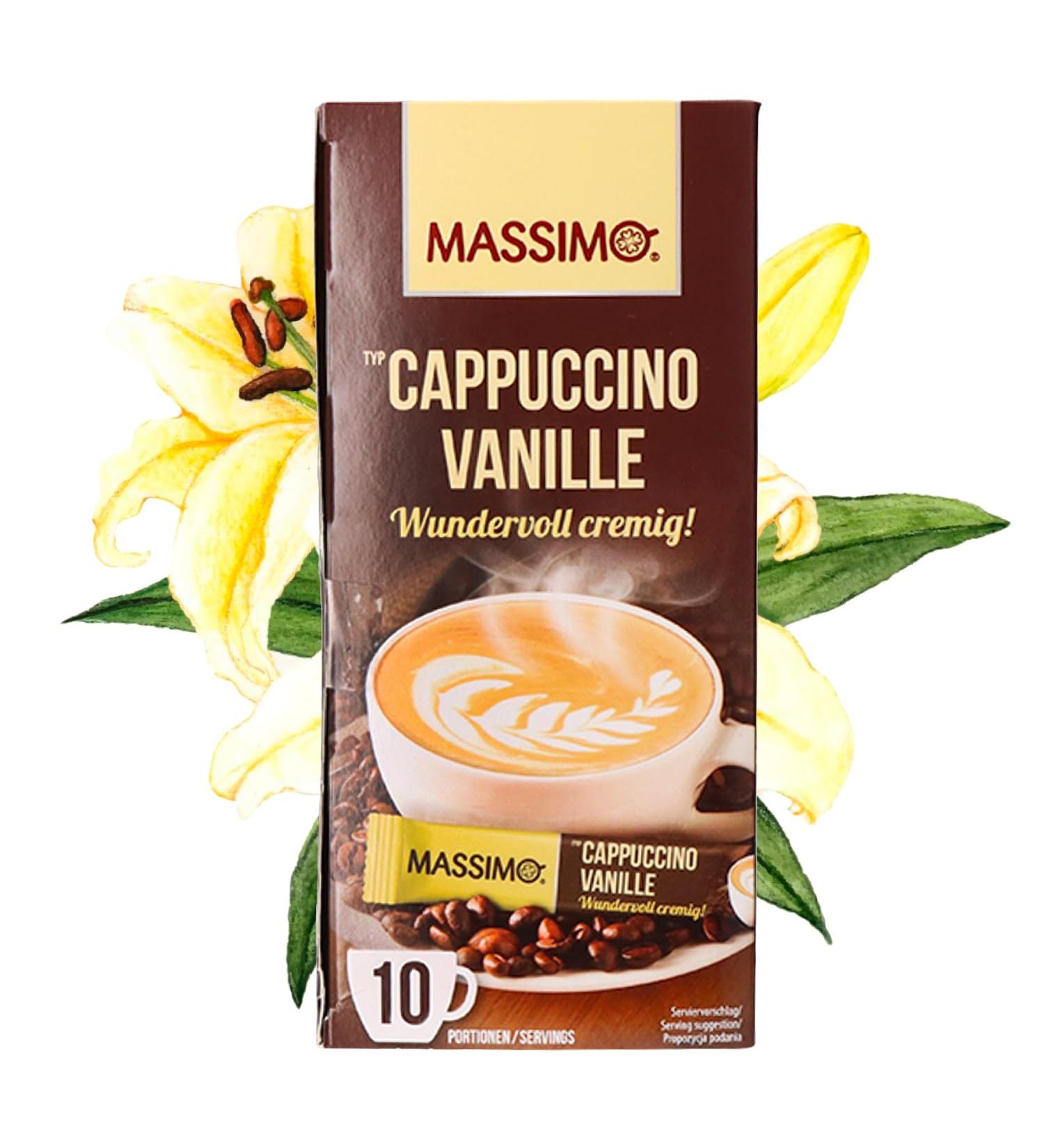  MASSIMO Massimo Vanilla Cappuccino Pack of 160 Instant Coffee Sticks (12.5g each) with Soluble Cappuccino Powder and Vanilla Flavor - Buy Online on GoSupps.com