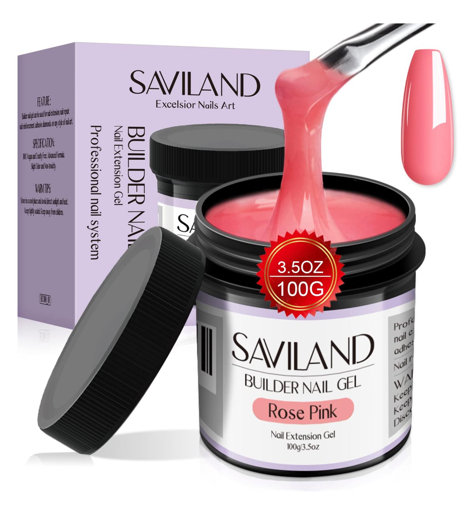 Saviland 100g Builder Nail Gel - Rose Pink Hard Gel for Nail Extension and Strengthening - Professional Grade UV Nail Gel for Salon and DIY Manicures - Buy Online on GoSupps.com