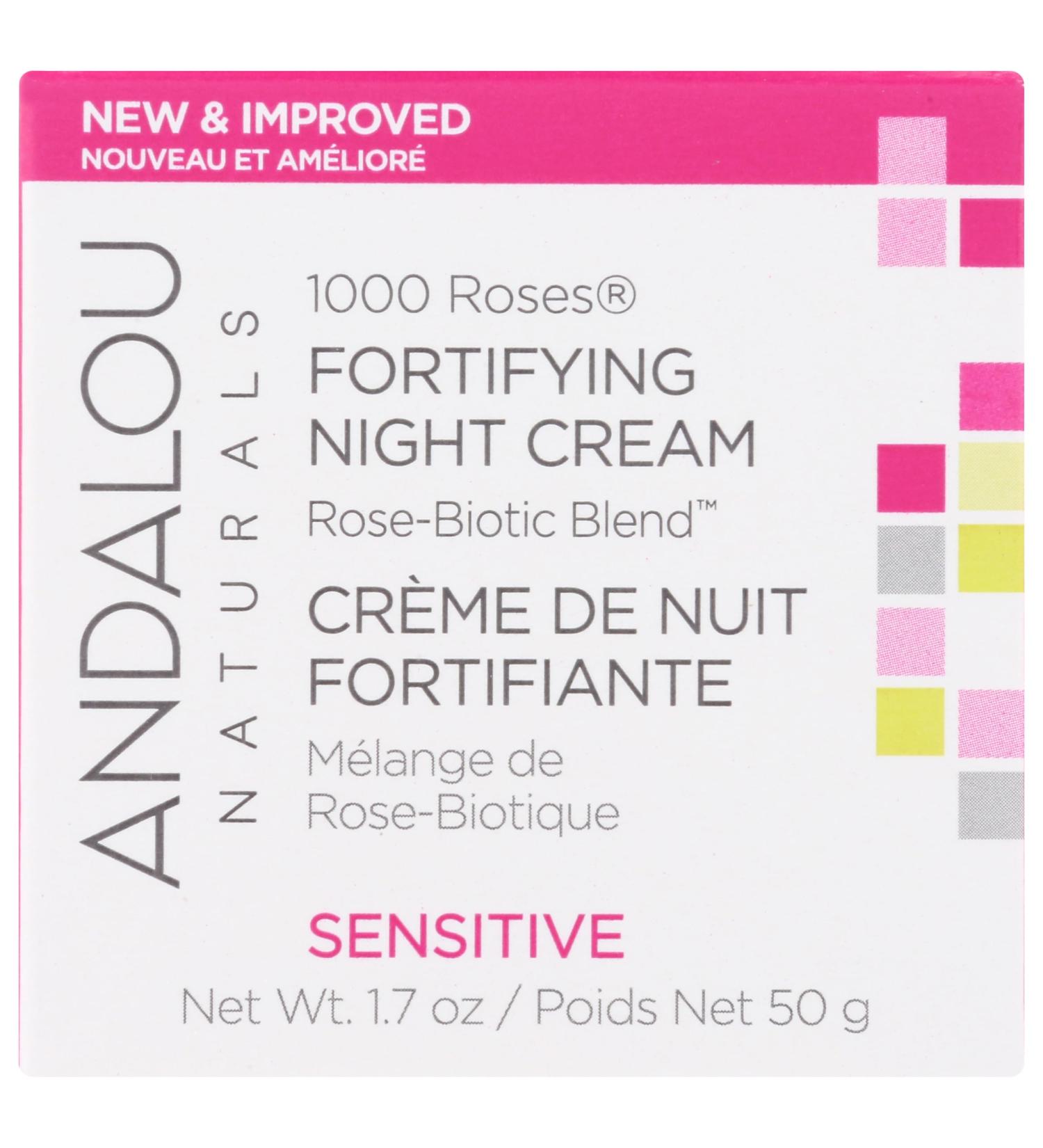 Andalou Naturals 1000 Roses Fortifying Night Cream Sensitive Cruelty Free Gluten Free 1.7 Ounces (Pack Of 1) - Buy Online on GoSupps.com
