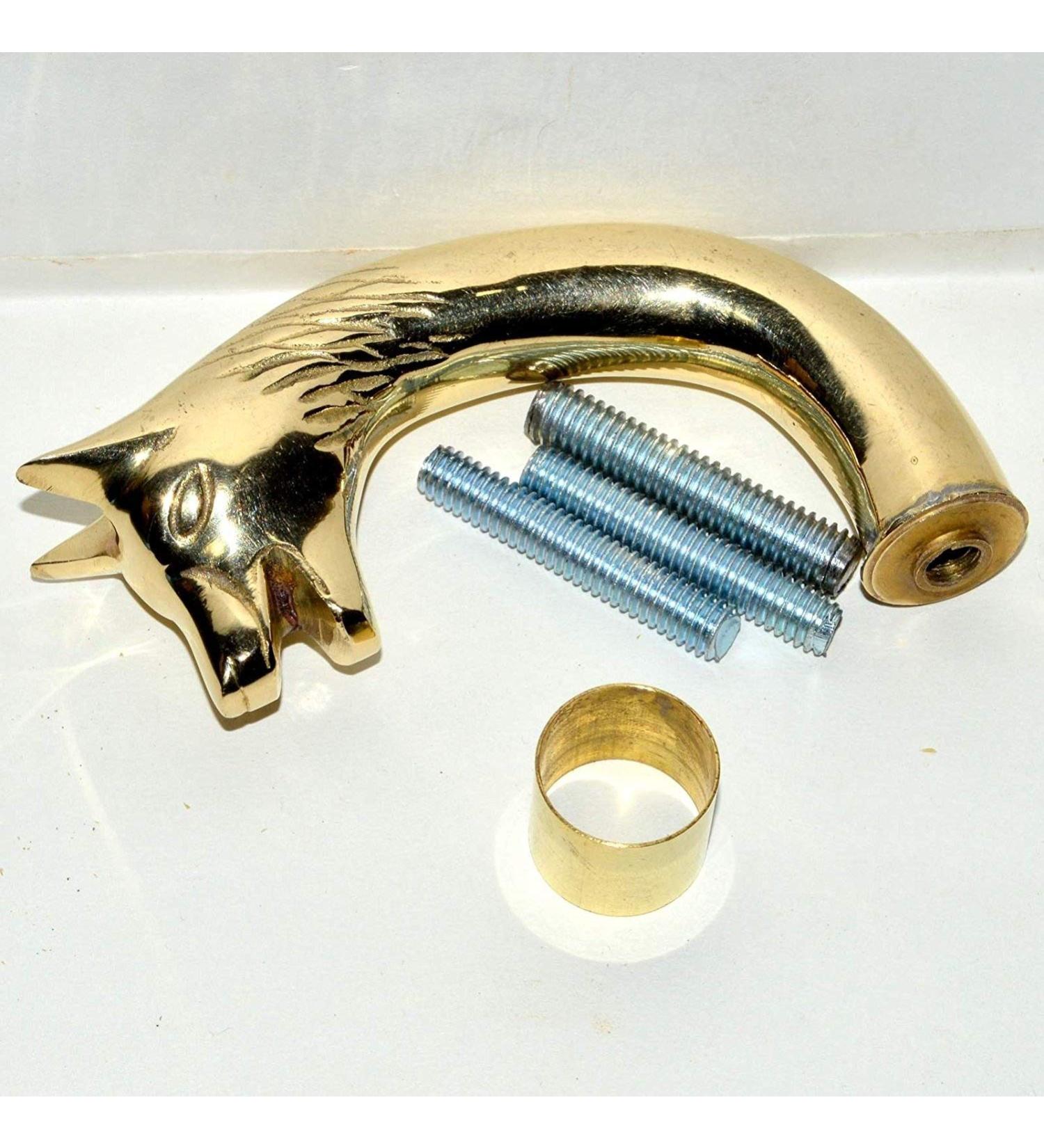 Designer Wolf Brass Handle Carved Wooden Walking Cane Walking Stick Hiking .1