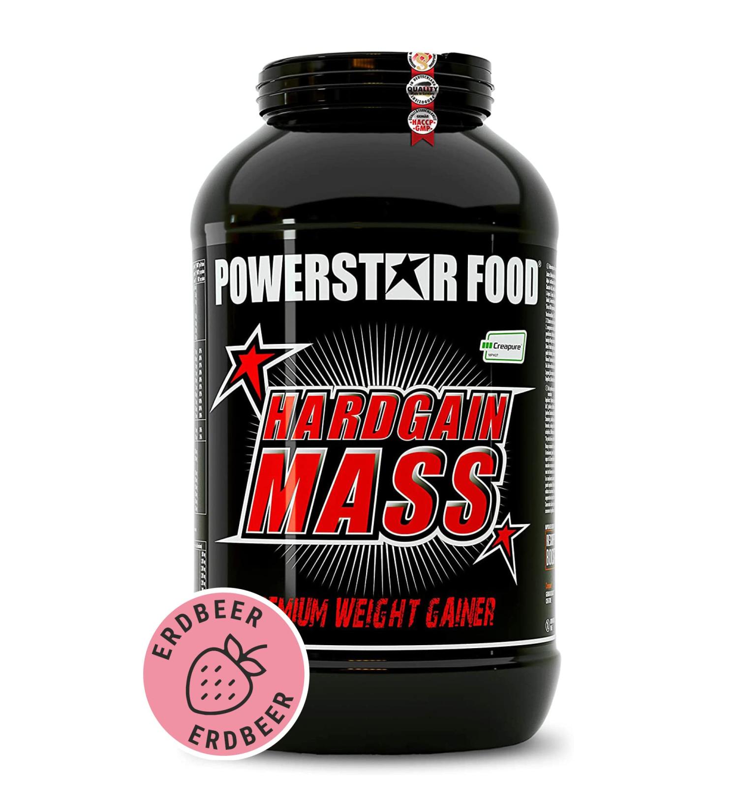Powerstar Hardgain Mass 3600G | Sugar-Free Weight Gainer with Creatine | Fast Muscle Building | German Quality | Strawberry Flavor | International Shipping - Buy Online on GoSupps.com