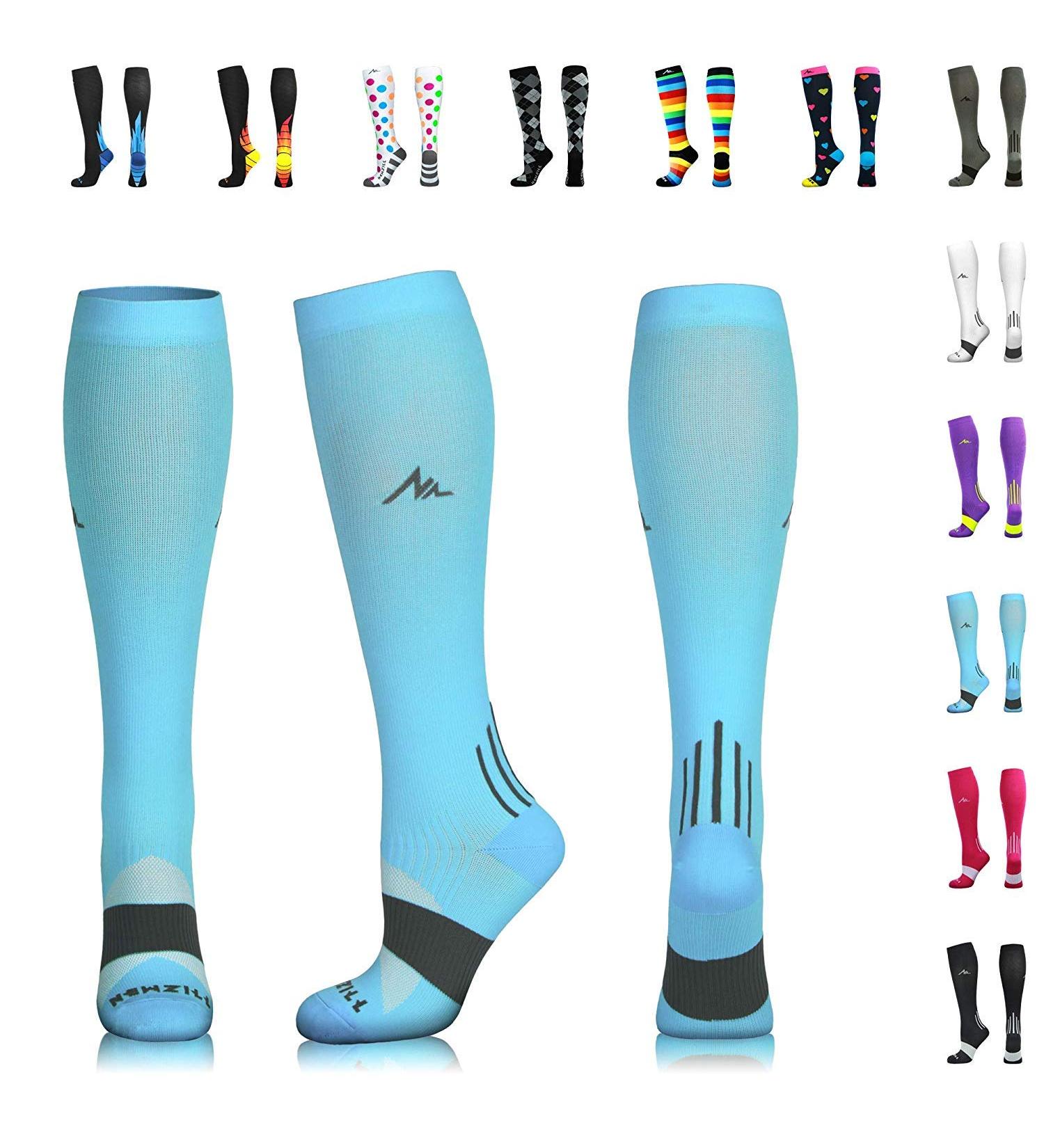 NEWZILL Medical Compression Socks 20-30 mmHg for Men & Women | Best Running Hiking & Travel Support | Carolina Blue Small-Medium - Buy Online on GoSupps.com