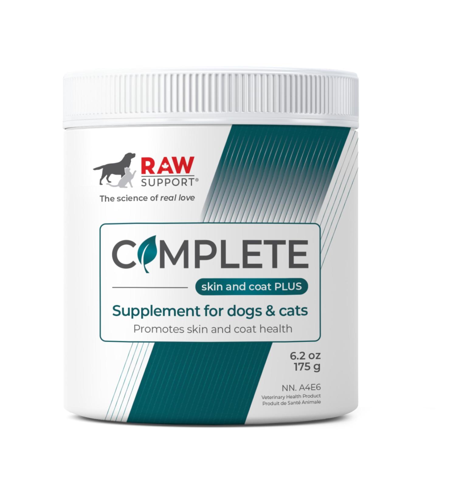Raw Support Complete for Dogs & Cats | Skin & Coat Health | Natural Multi Vitamin | Shedding | Paw Licking | Scratching | Ear Infections | Immune System Support | Made in Canada | 175g - Buy Online on GoSupps.com