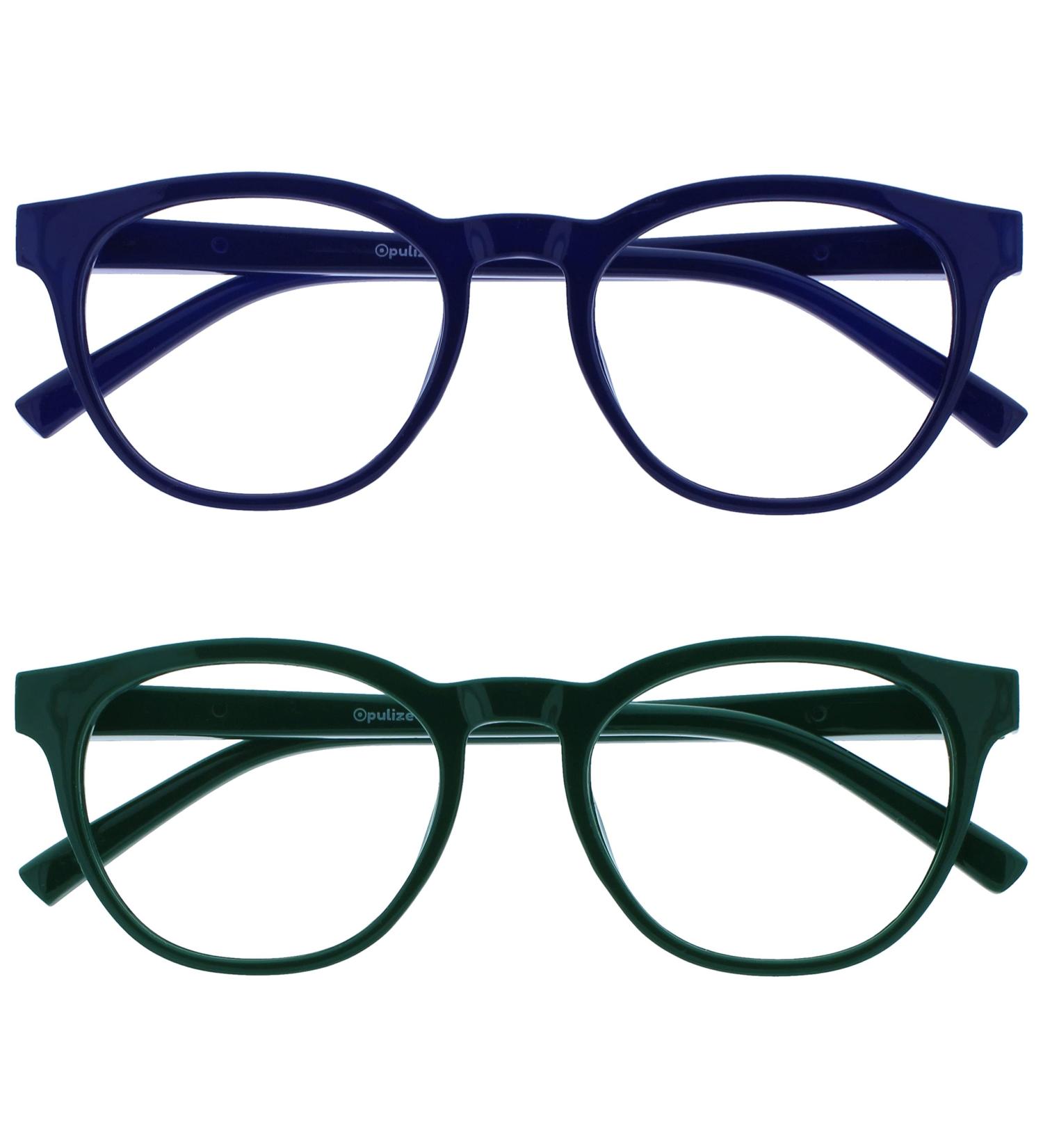 Opulize Blu - Blue Light Filter Reading Glasses | 2 Series Pack for Men & Women | Computer & Gaming Eyewear - Bb5-13 +0.00 Dioptries Blue/Green - Buy Online on GoSupps.com