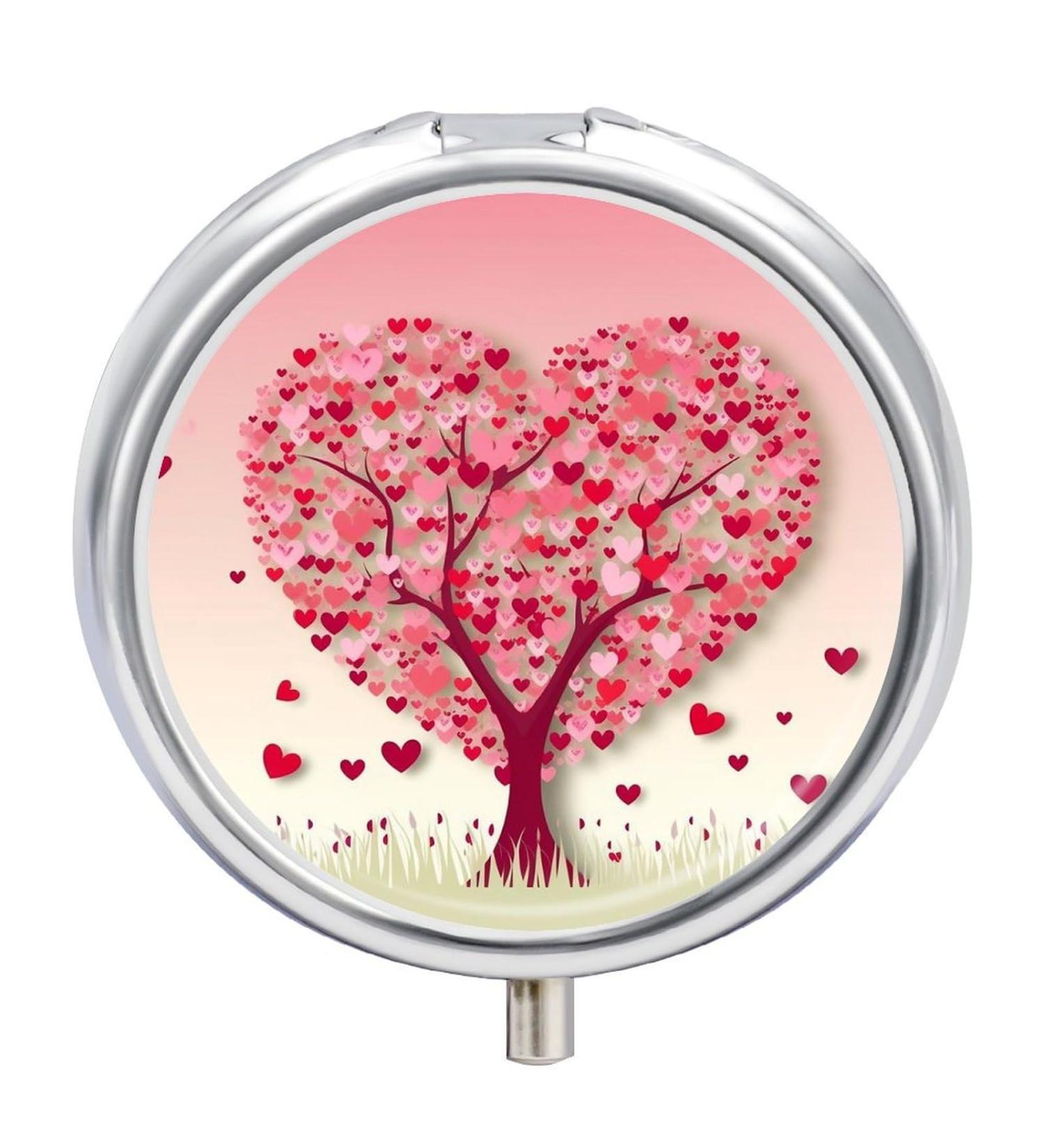 Travel Pill Box - 3 Compartment Heart Tree Design - Portable Pill Organizer for Purse & Pocket - Small Medicine Case for Travel - Buy Online on GoSupps.com
