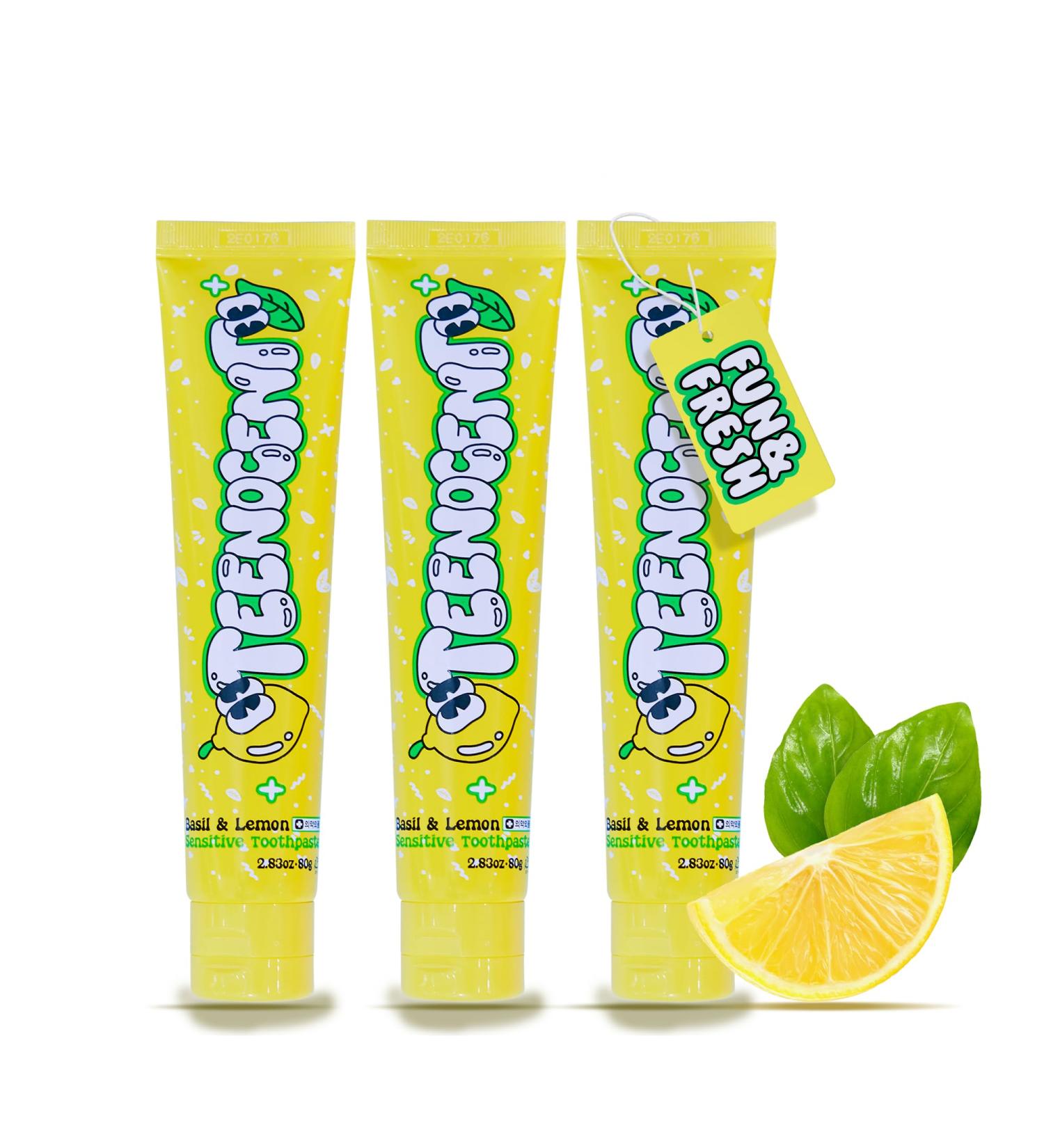 Sensitive Toothpaste Basil & Lemon - Fluoride-Free Vegan SLS-Free Remineralizing & Sensitivity Relief (Pack of 3) - 2.83 oz - Buy Online on GoSupps.com