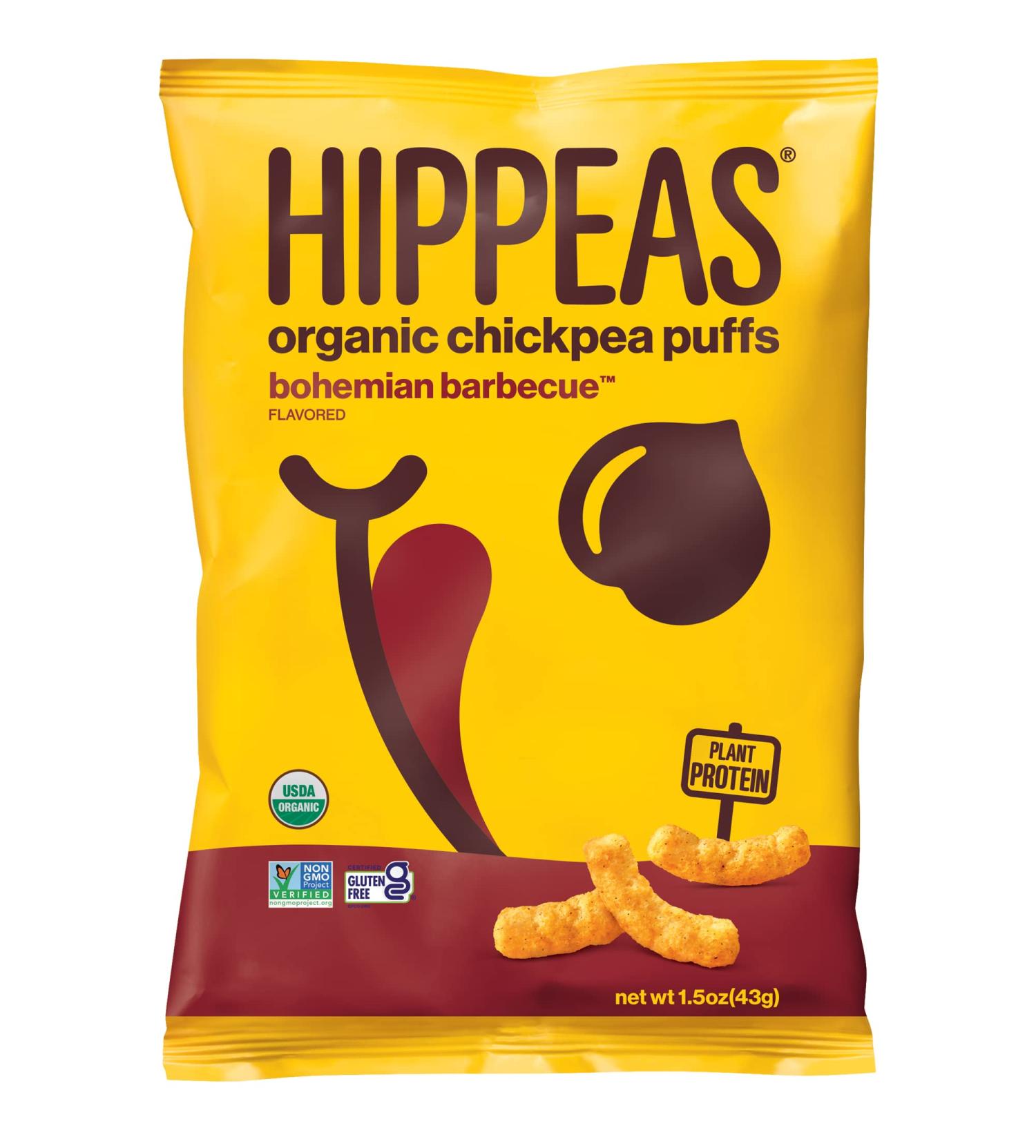 HIPPEAS Organic Chickpea Puffs - Bohemian Barbeque, 1.5oz (12 Count) | Vegan, Gluten-Free Protein Snacks - Buy Online on GoSupps.com