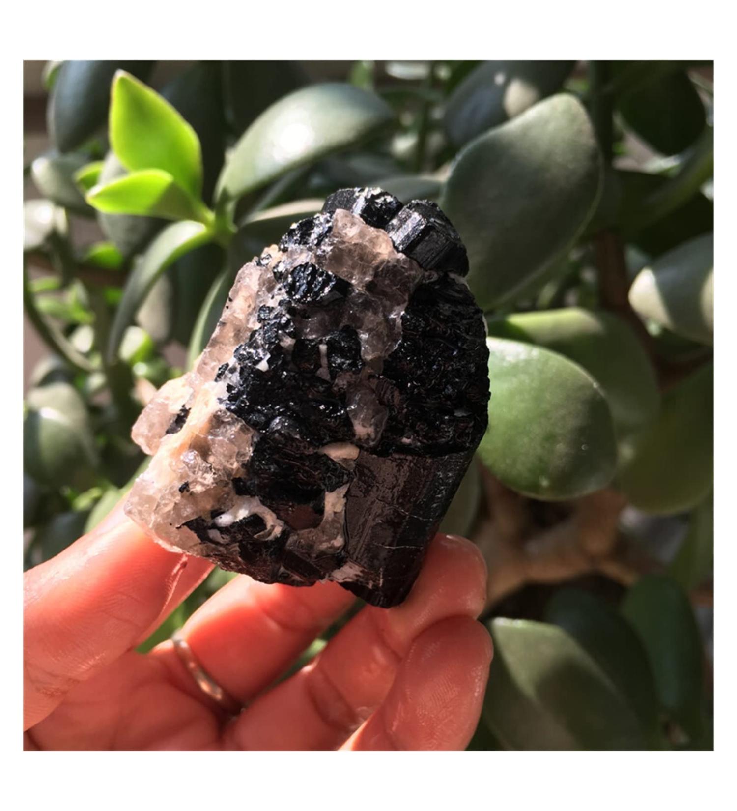 Natural Crystal Rough Natural Crystal Rough 1pcs Natural Black tourmarine and Crystal Specimen Reiki Crystals Rough Gemstone for Home Decoration - Buy Online on GoSupps.com
