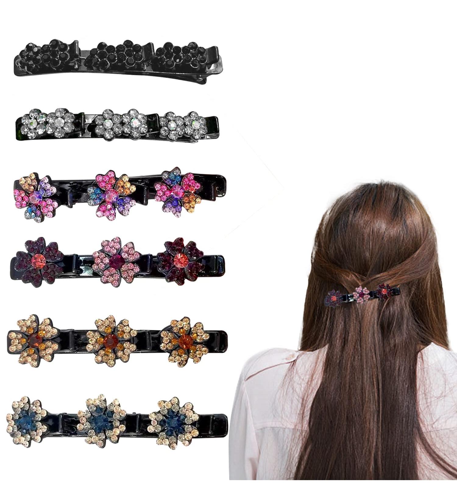 Six five petal lace heart-shaped hair clips hair segmentation clips bangers hair clips diamond flower heart-shaped hair clips knitting hair clips used for hair modeling gifts etc - Buy Online on GoSupps.com
