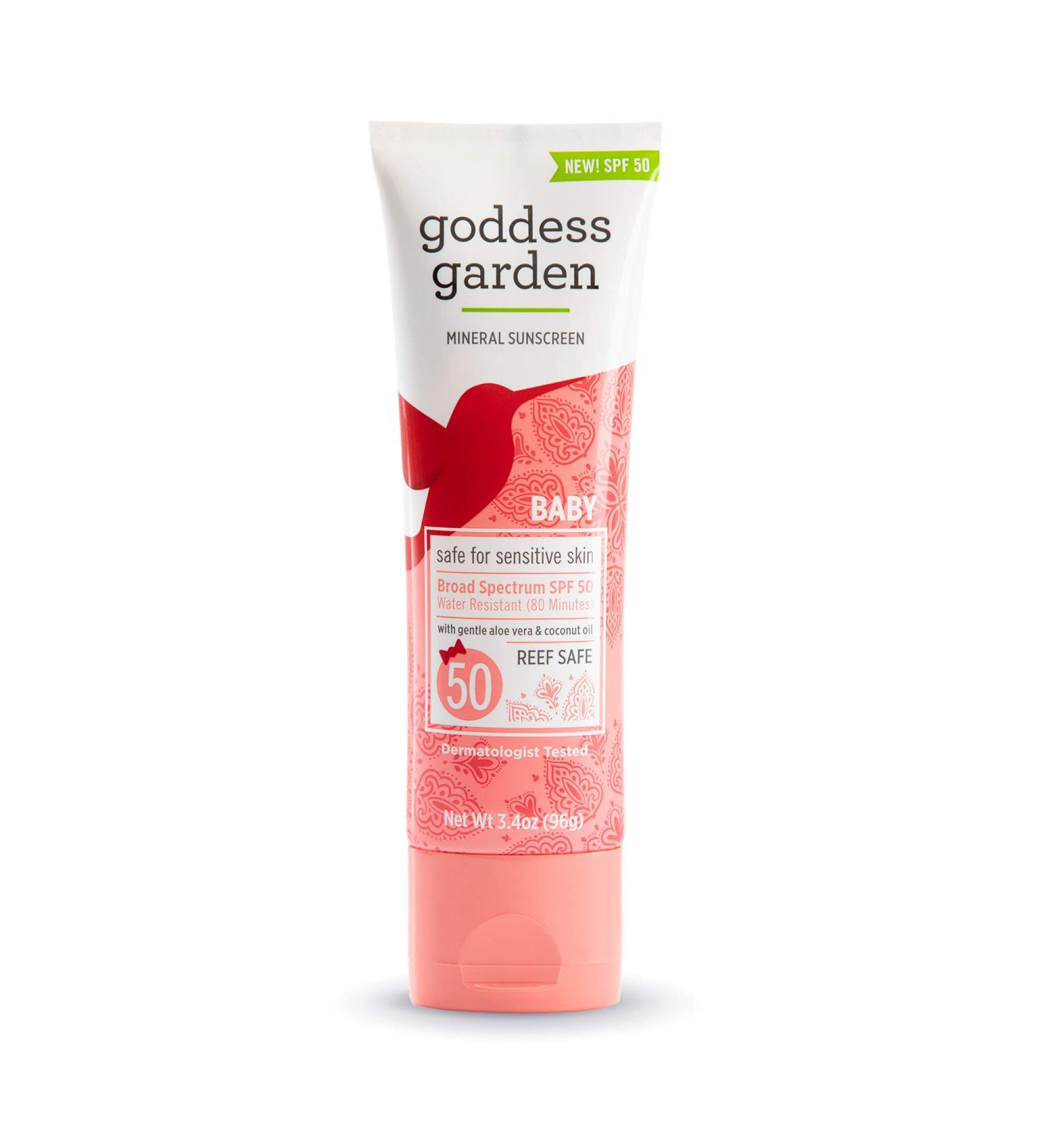 Goddess Garden Baby SPF 50 Mineral Sunscreen Lotion - Sensitive Skin, Reef-Safe, Water Resistant, Vegan - 3.4 oz - Buy Online on GoSupps.com