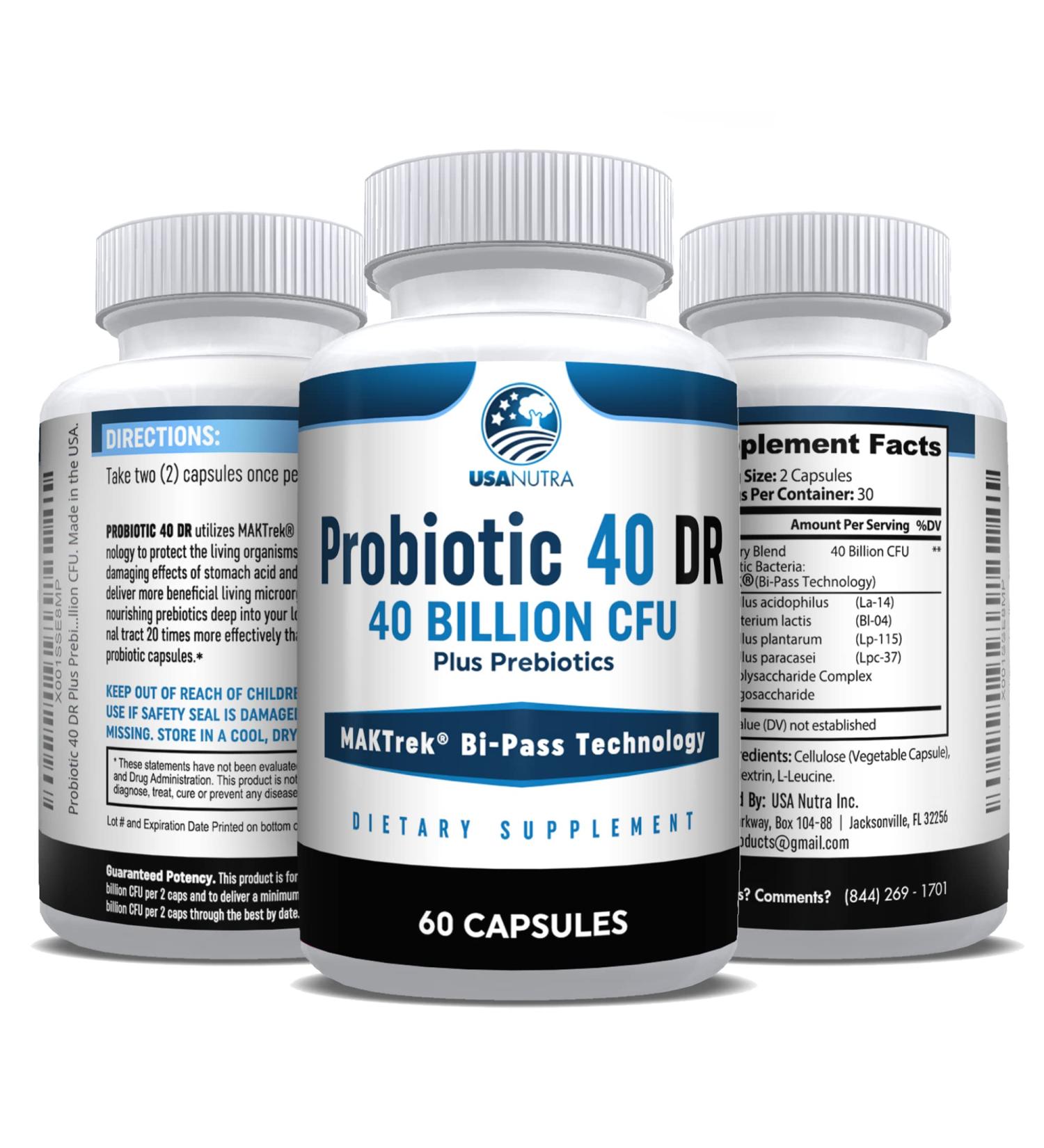 USANUTRA Probiotics for Women and Men 40 Billion CFUs Living Probiotics 20x More Effective wth Maktrek - Buy Online on GoSupps.com