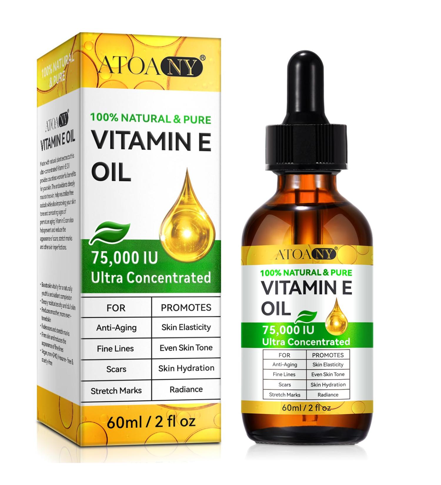  WANFAER Pure Vitamin E Skin Oil Natural Organic Vitamin E Oil for Body Scars and Cuticles Hair and Face Cold Pressed Cruelty-Free Skin Repair - Buy Online on GoSupps.com