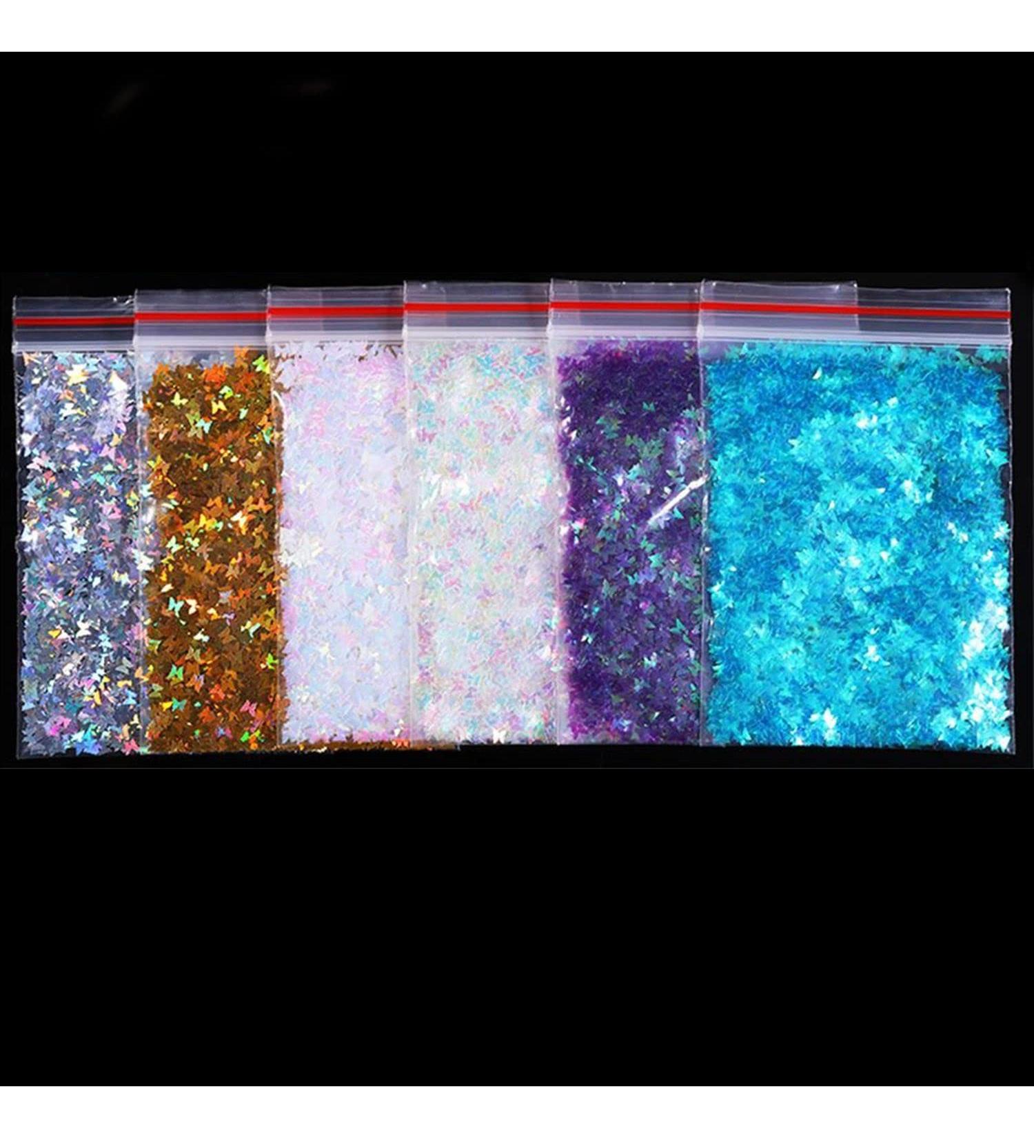 12 Bags Nails Decorations Mixed Colors 3D Flakes Slices Butterfly-shape Flakes Nail Glitter Mirror Sparkly Nail Art Sequins Holographic - Buy Online on GoSupps.com