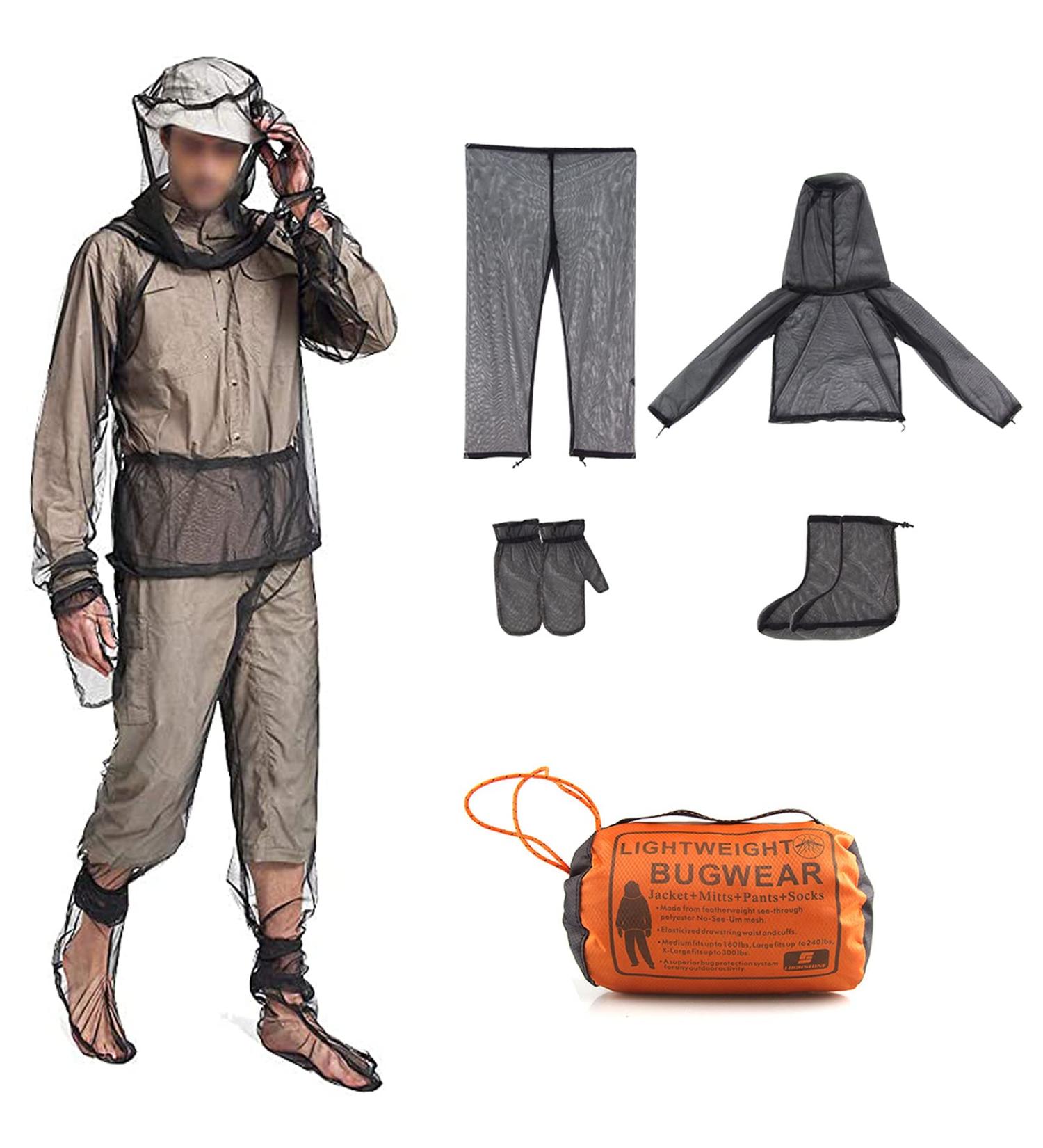 Bug Jacket XL - Anti Mosquito Netting Suit with Ultra-fine Mesh Pants, Mitt Socks, and Zippered Hood for Men and Women - Includes Free Carry Pouch - Ideal for Hunting and Fishing - Buy Online on GoSupps.com