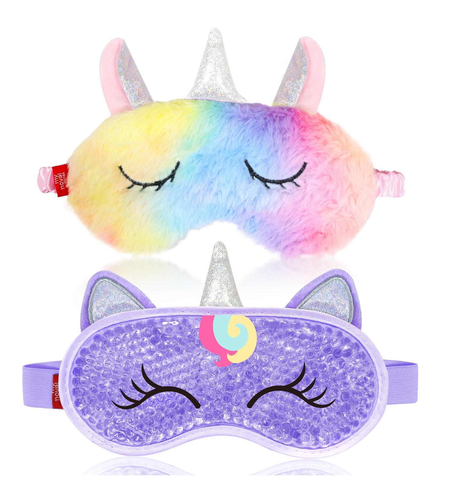 Cooling Eye Mask & Sleep Mask - Rainbow Unicorn Gift for Teens & Women | Cold Warm Compress for Dry Eyes | Plush Blindfold for Spa & Travel - Buy Online on GoSupps.com