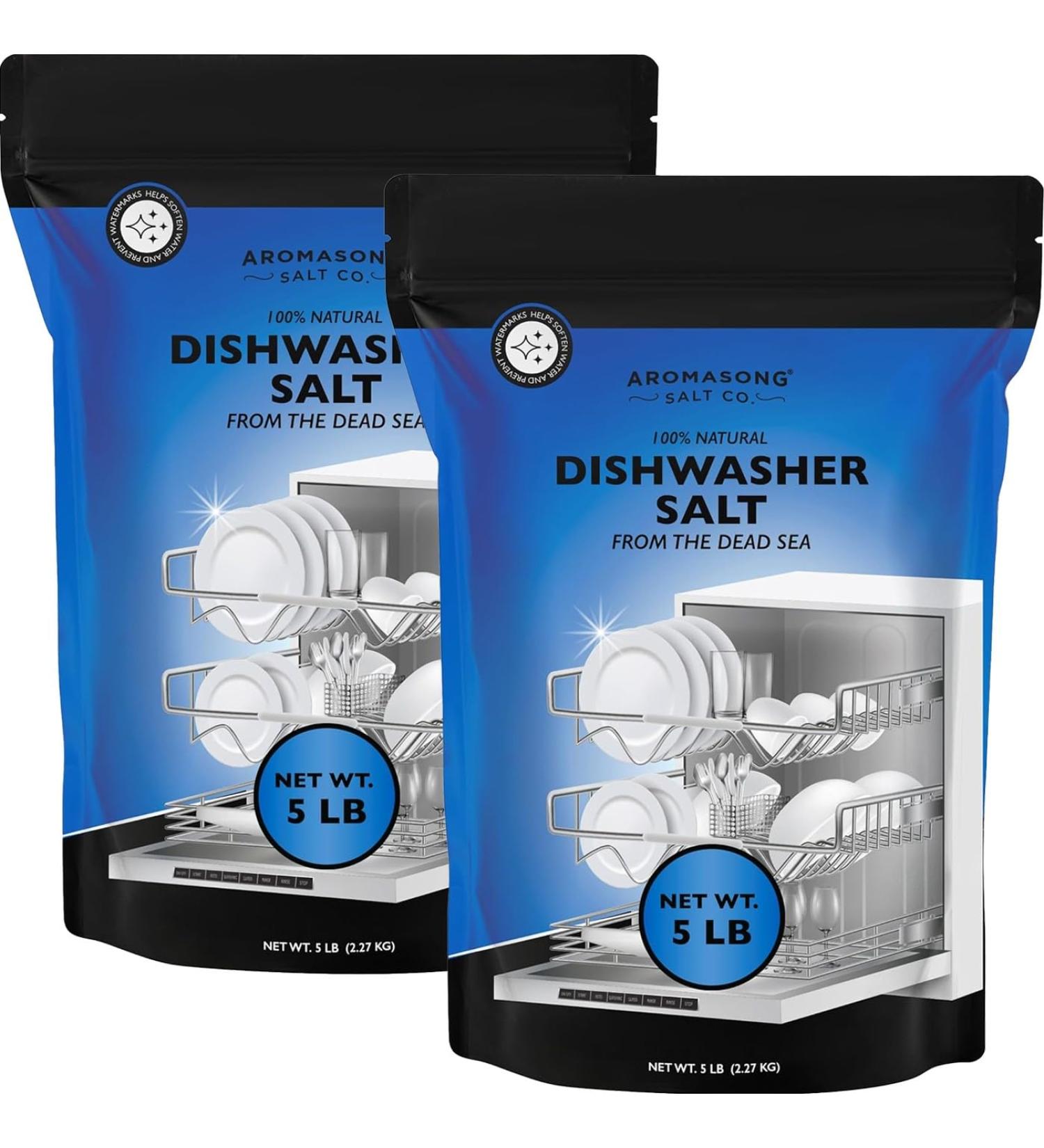 Aromasong Dishwasher Salt 10 LB | 100% Natural Water Softener for Cleaner Dishes | Compatible with Bosch Miele Whirlpool & More - Buy Online on GoSupps.com