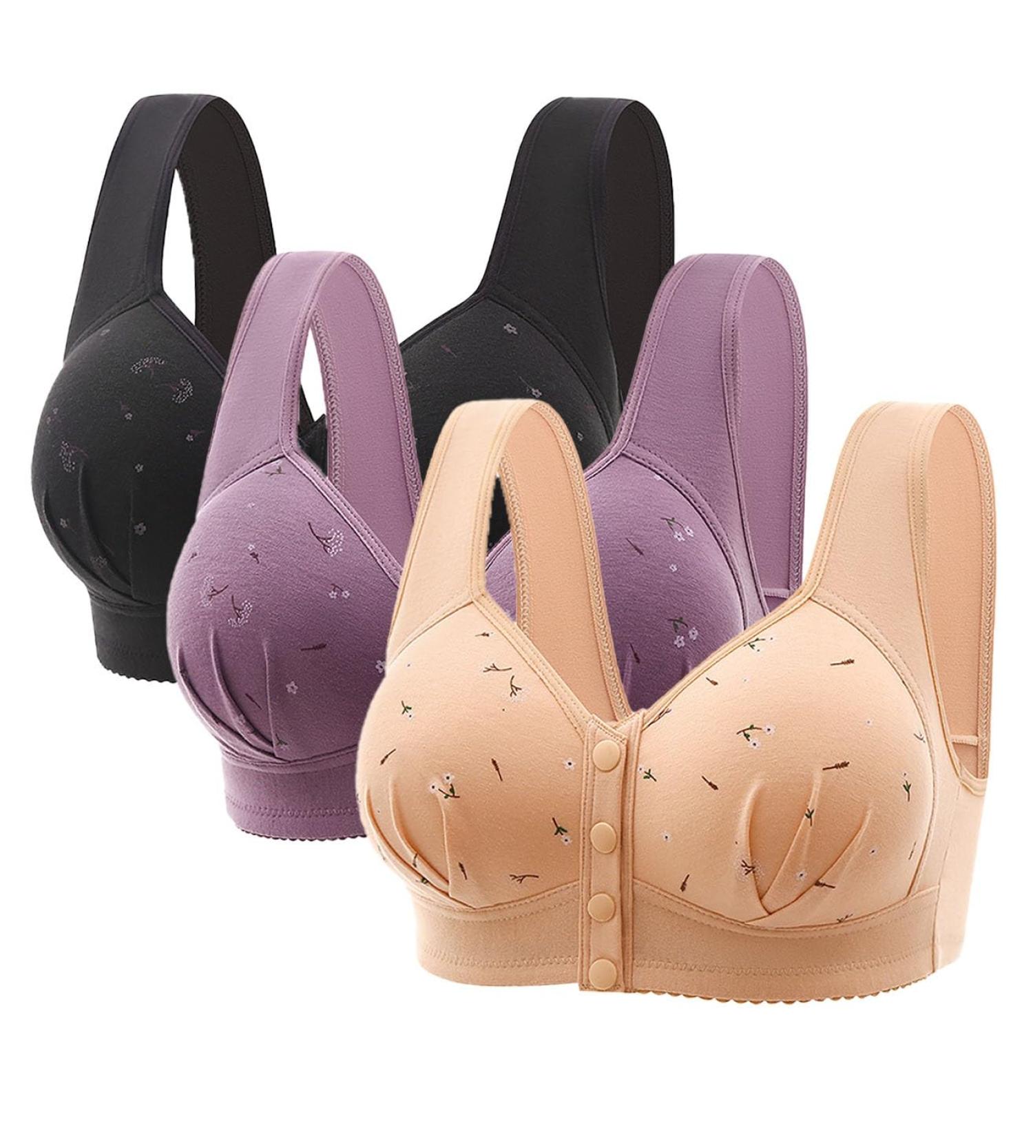 Buy XWSM 3PCS Medium Women s Front Closure Wireless Cotton BH - Soft & Comfortable Daily Wear for Seniors - Buy Online on GoSupps.com