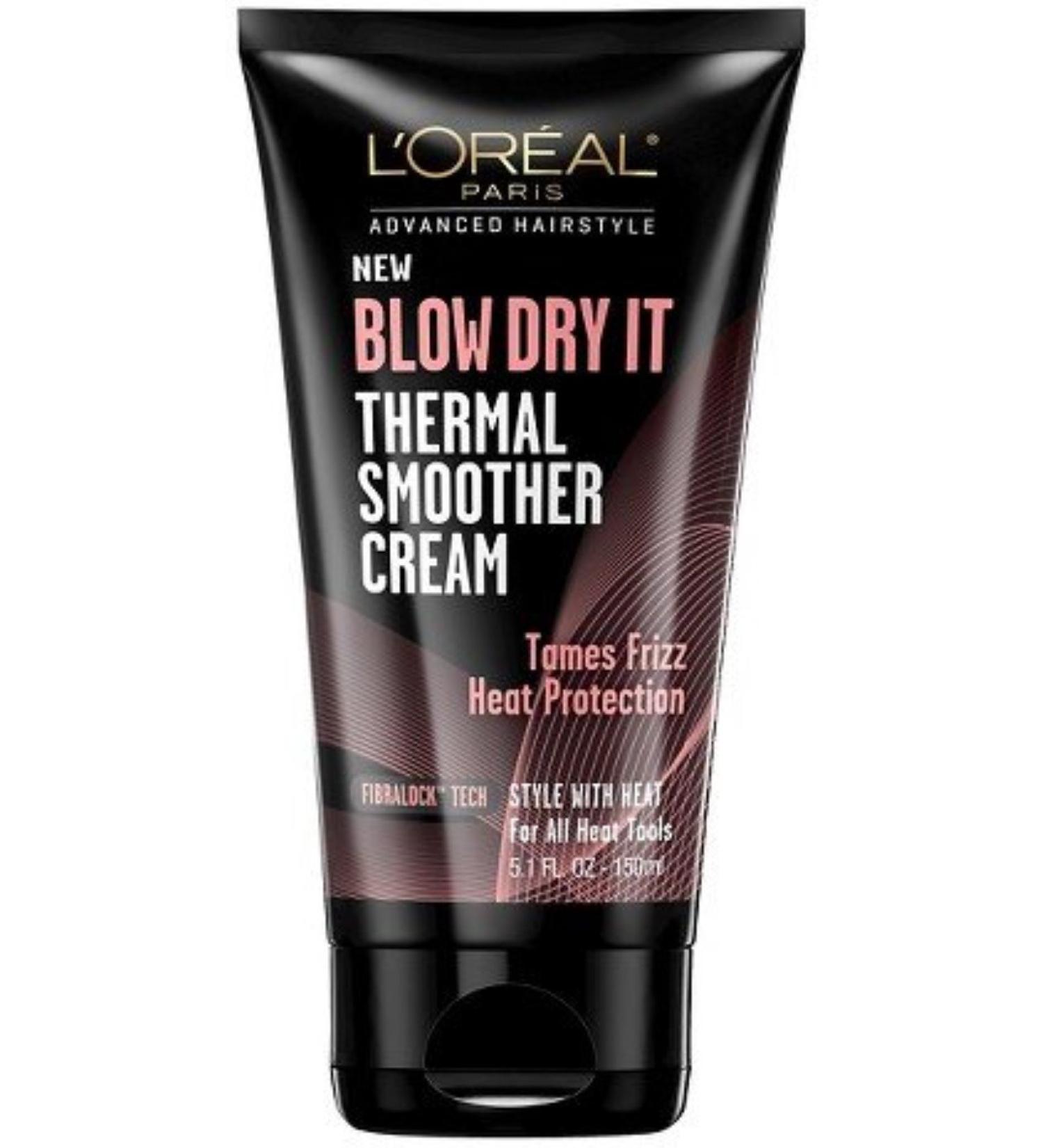 L'Oreal Paris Advanced Hairstyle Blow Dry It Thermal Smoother Cream 5.1 Ounce (Pack of 4)