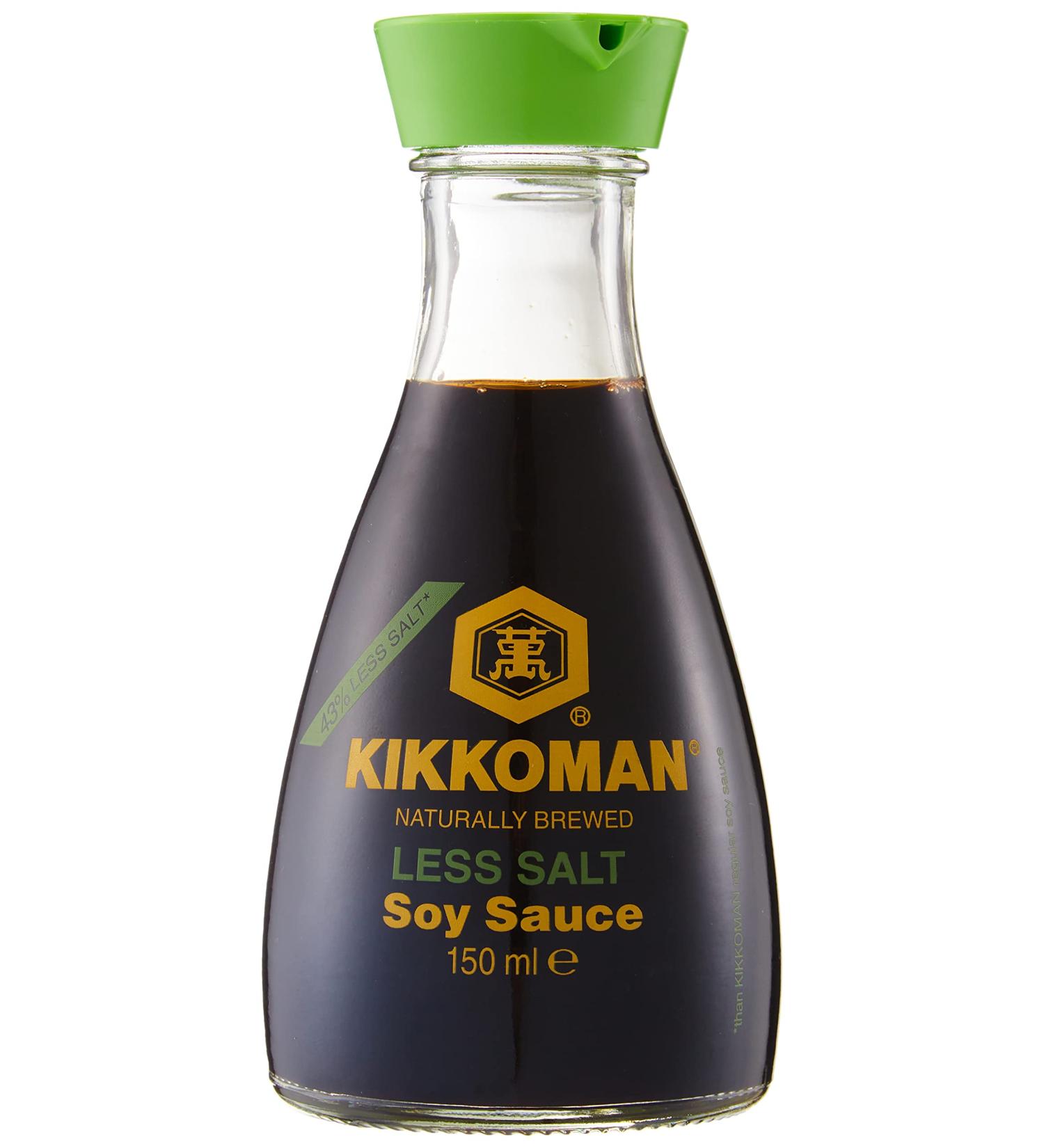 Kikkoman Reduced Salt Soy Sauce 150ml - Premium Low Sodium Seasoning - Buy Online on GoSupps.com
