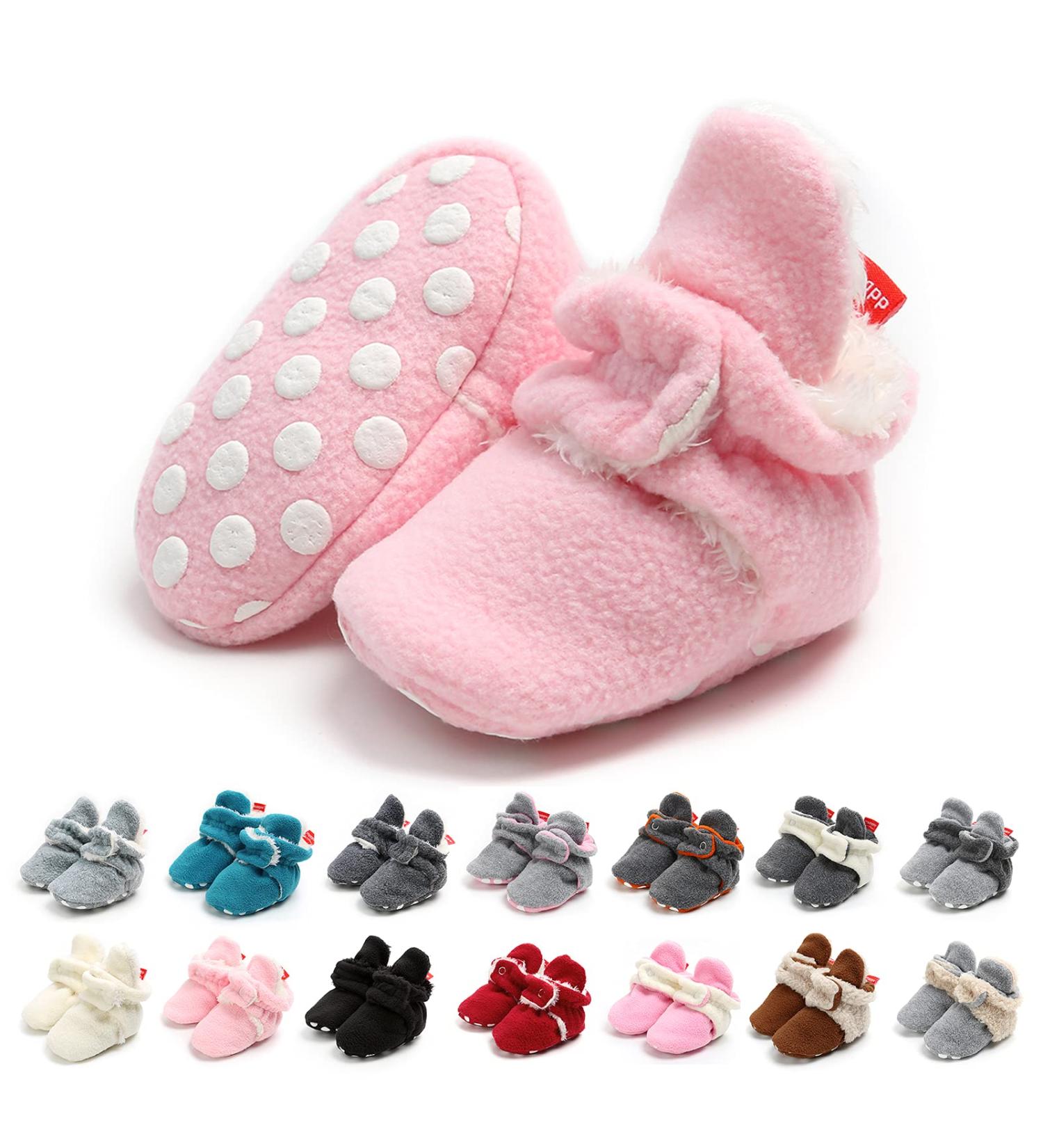 EDOTON Unisex Newborn Winter Boots - Warm Non-Slip Sole Bootie Sock (12-18 Months, Pink) - Buy Online on GoSupps.com