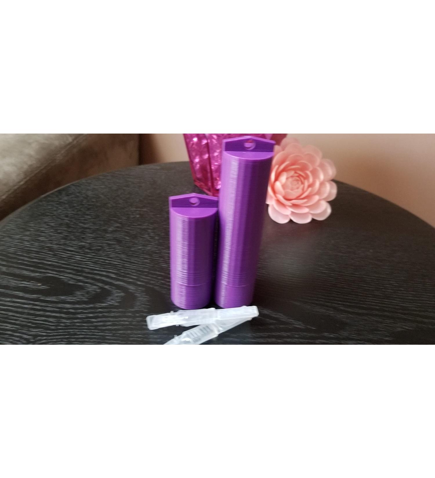 Travel Eye Drop Vials Holders - Pack of 2 - Short & Tall Sizes - Screw-On Lid - Znet3D (Purple) for International Shipping - Buy Online on GoSupps.com