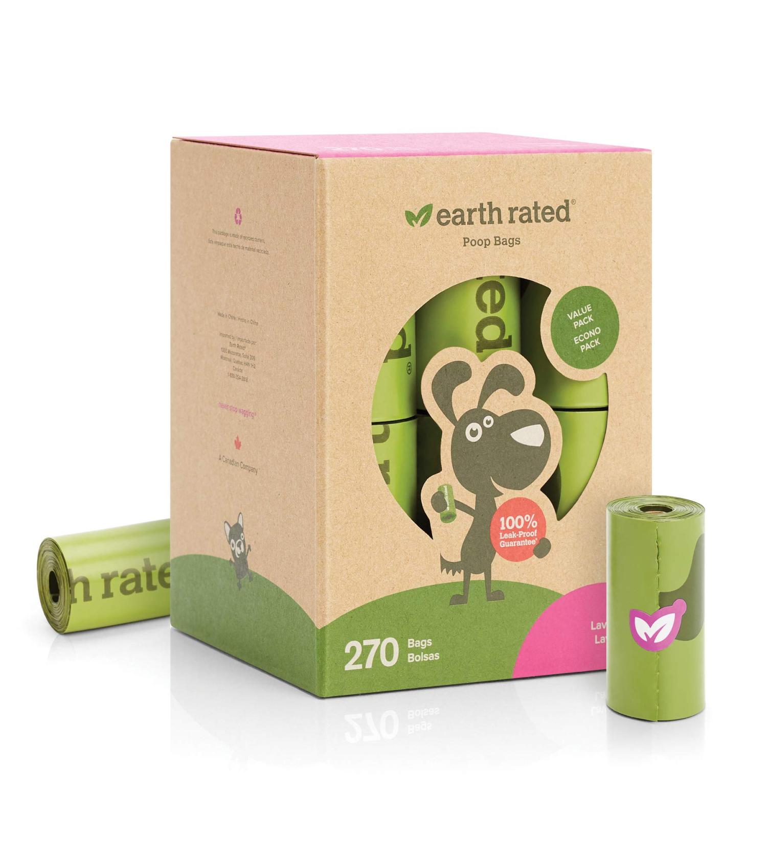 Earth Rated Lavender Dog Waste Bags - 270 Biodegradable Bags for Eco-Friendly Clean-Up - Buy Online on GoSupps.com