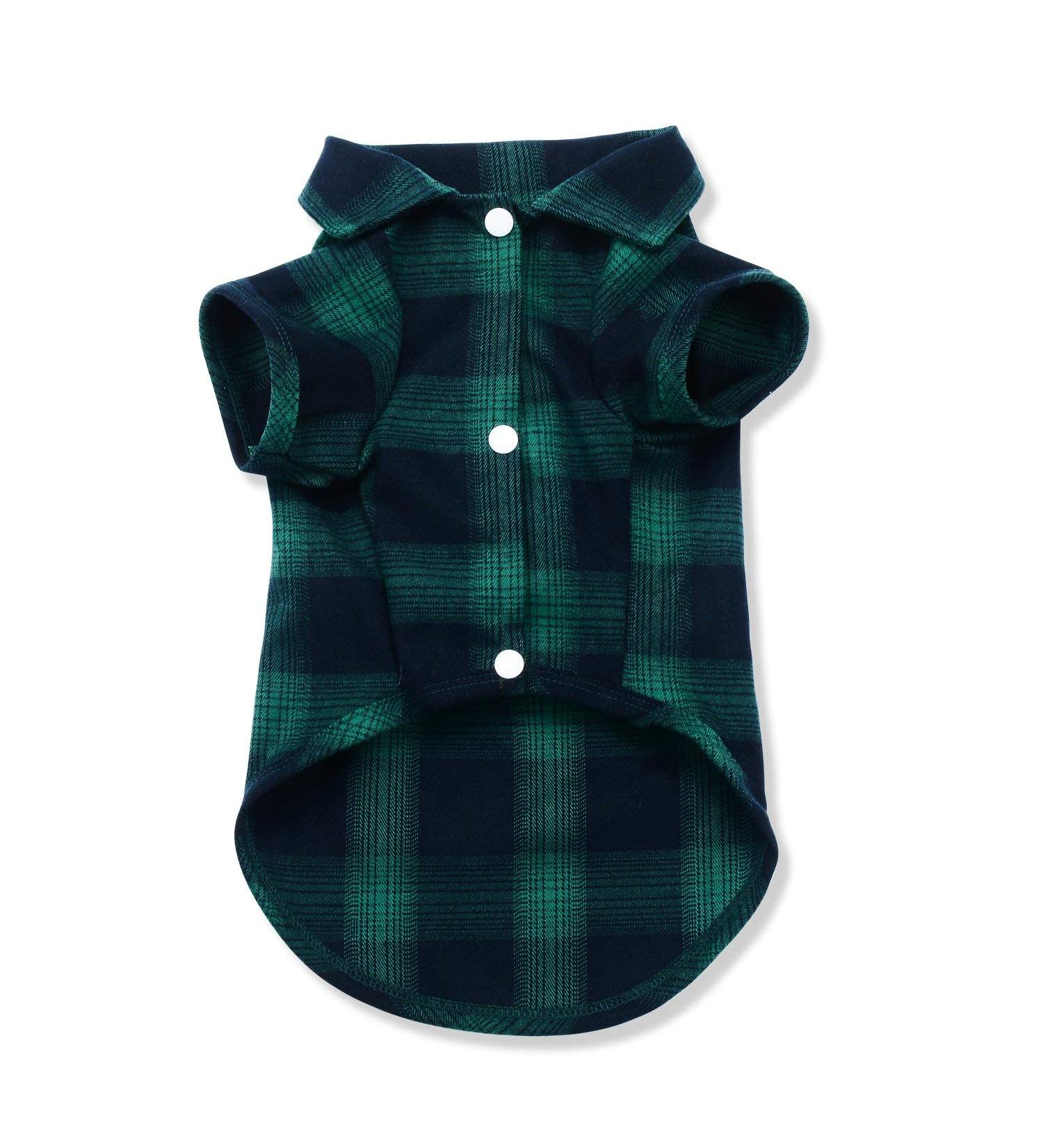 Koneseve Green Plaid Dog Shirt - Stylish Pet Clothes for Small Dogs - Medium Size - Buy Online on GoSupps.com