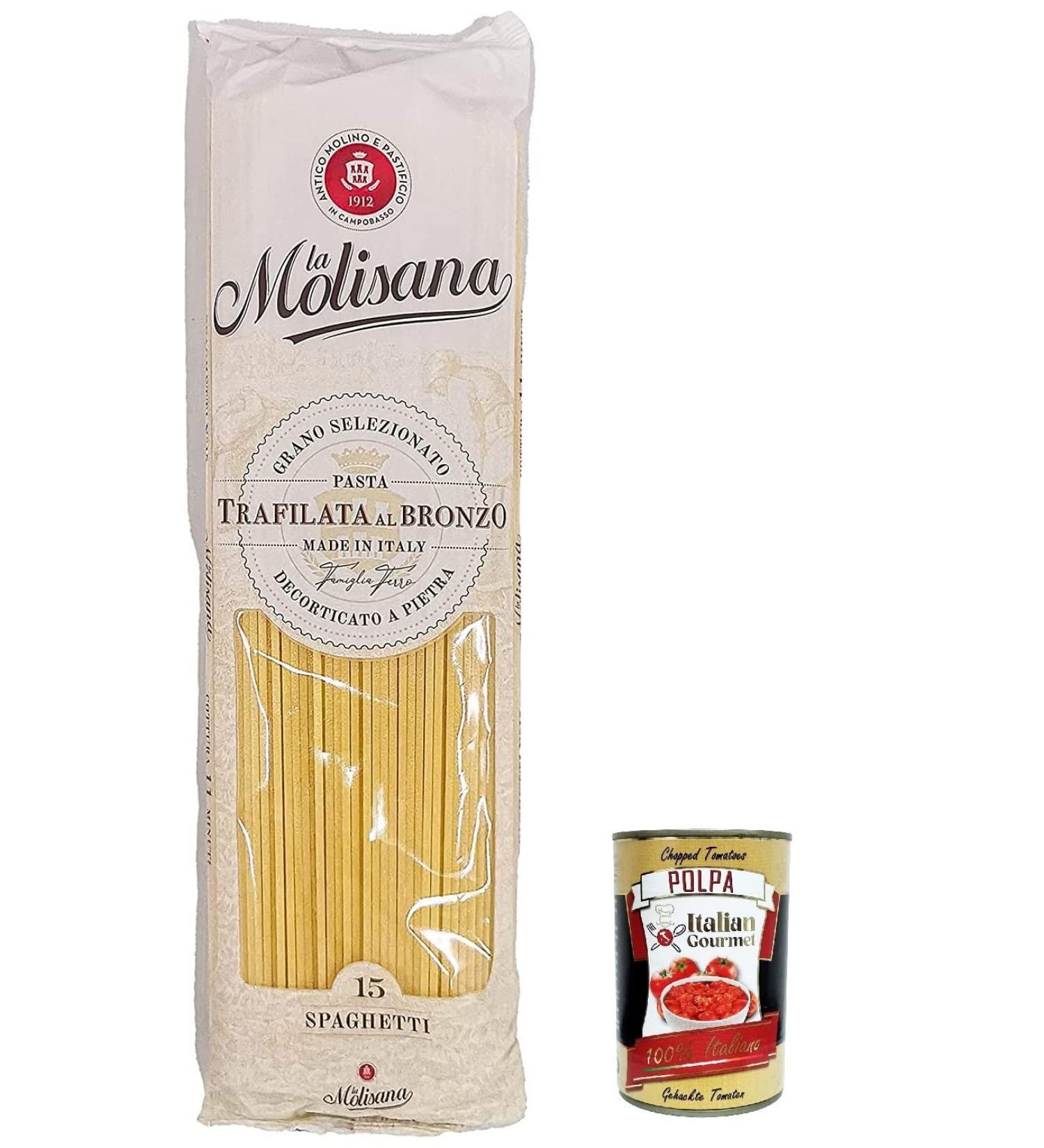  Italian Gourmet E.R. La Molisana Spaghetti No. 15 Pasta Slow Processed Durum Wheat Semolina Pasta 500g Bronze + Pulp Italian Gourmet 400g - Buy Online on GoSupps.com