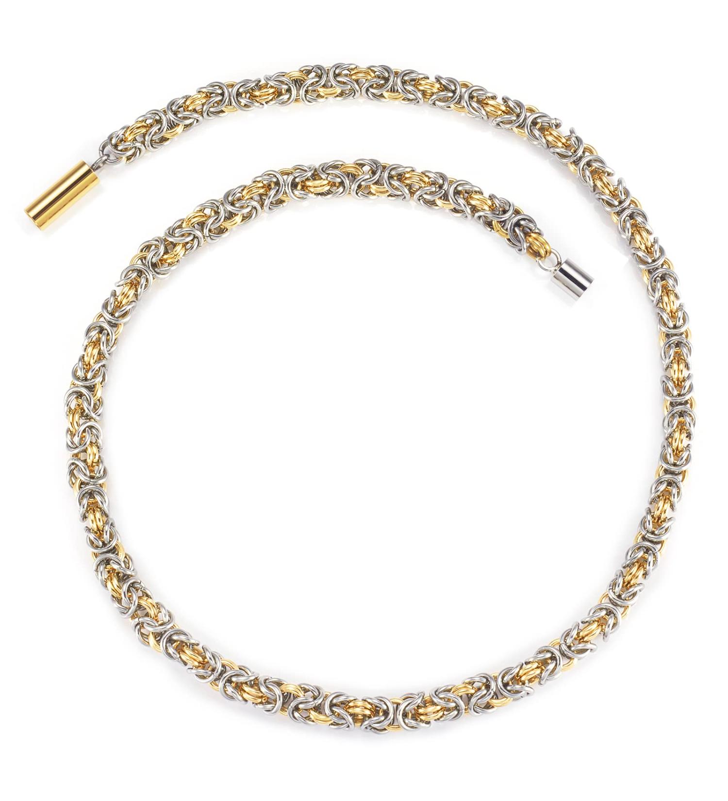 EnerMagiX Titanium Steel Magnetic Necklace for Women and Men - Father's Day Gift (Silver-Gold) - Buy Online on GoSupps.com