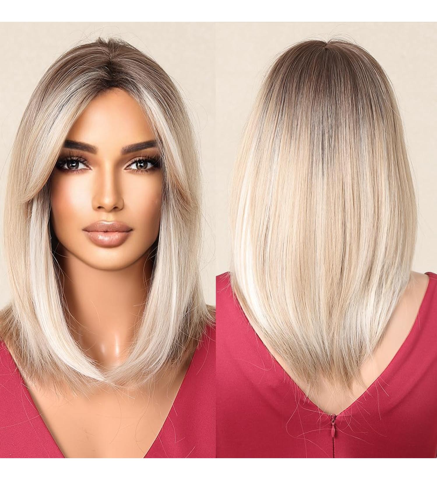 Testar Blonde Shoulder-Length Wig for Women | Layered Bob - 14 Synthetic Heat-Resistant Glueless Wig for Daily Use - Buy Online on GoSupps.com