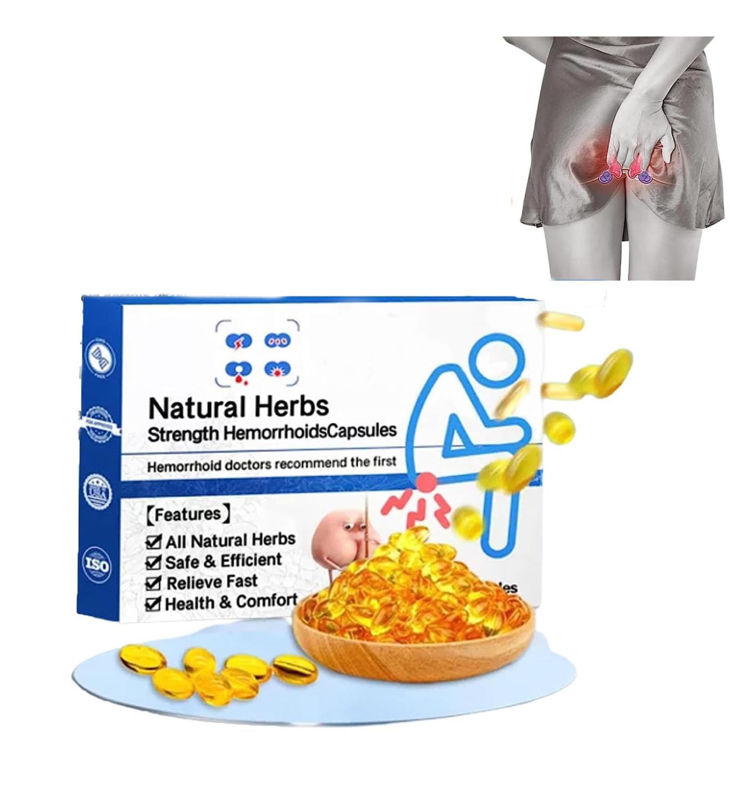 Goniome 1/2/3Box Natural Herbal Strength Hemorrhoid Capsules Hemorrhoid Suppository Natural Hemorrhoid Relief Capsules Rapid Hemorrhoid Treatment Helps Relieve Itching Burning Pain (1 Box) - Buy Online on GoSupps.com