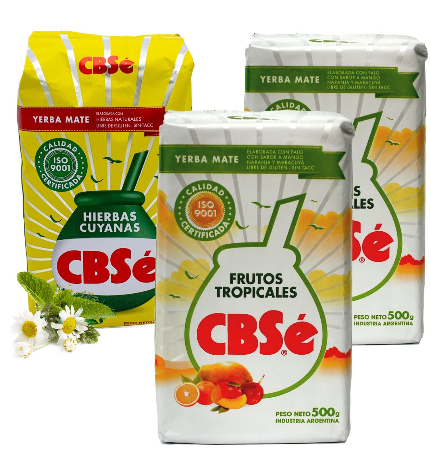 CBS Yerba Mat avec Fruits Tropicaux 2x0.5 kg + CBS Yerba Mat Herbes de Cuyan 0.5 kg |Th mat d'Argentine | Boisson revigorante et nergisante Tropical + Herbes de Cuyan - Buy Online on GoSupps.com