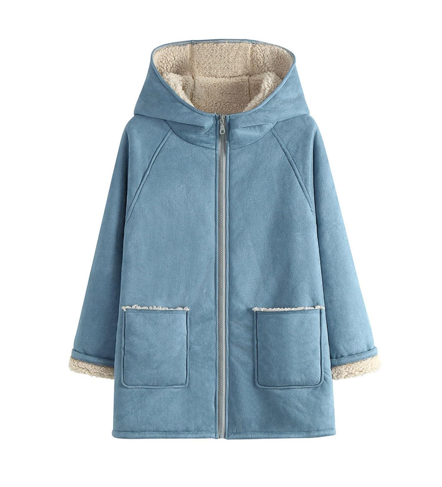 Hanxiulin Women's Fleece Plush Jacket - Warm Fluffy Breathable Hooded Coat for All Seasons | International Shipping - Buy Online on GoSupps.com