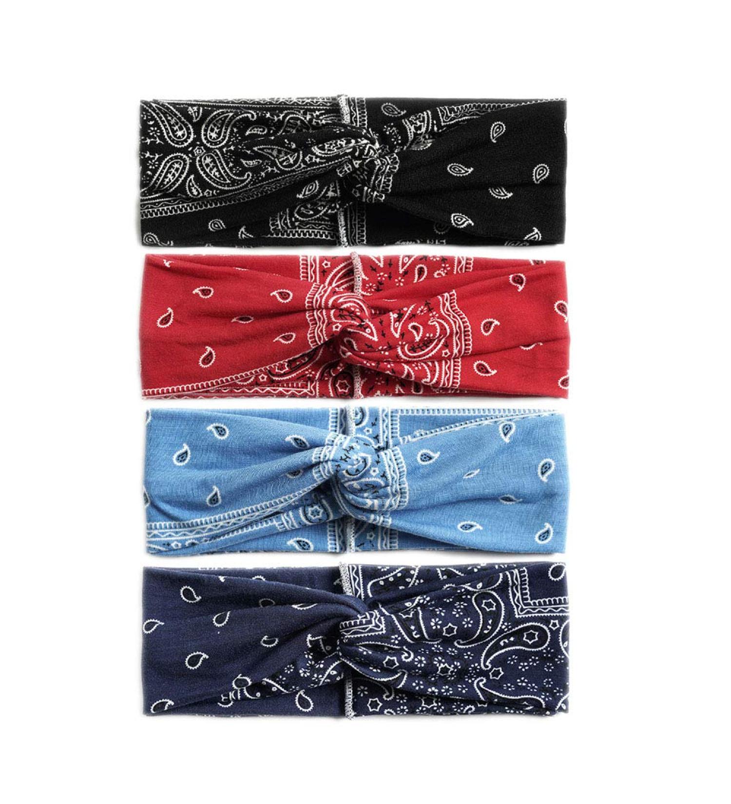 4 Pack Women's Flower Print Headbands - Elastic Turban Hair Wraps for Yoga Sports & Fashion - Buy Online on GoSupps.com