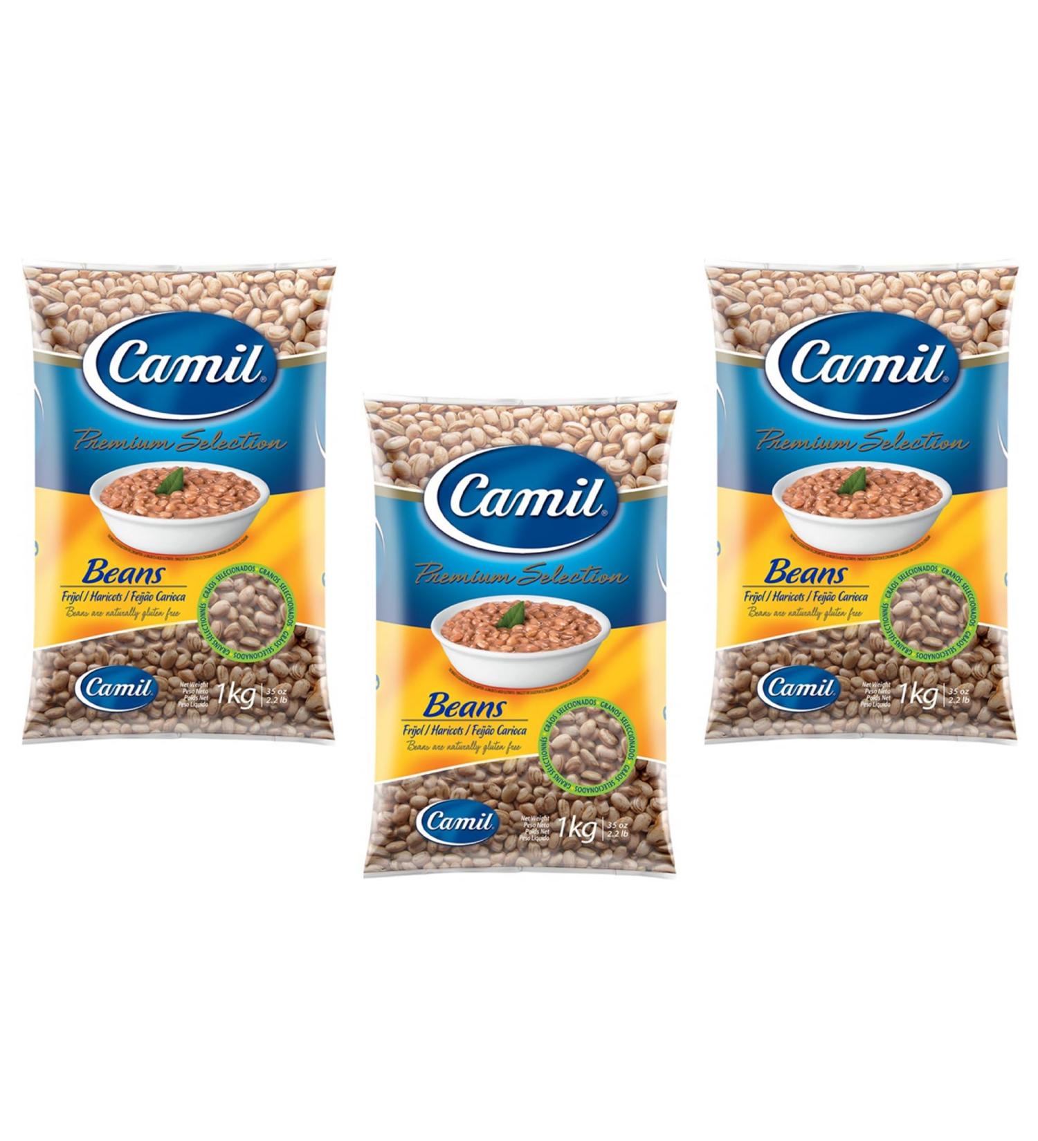 3 x Camil Brazilian Pinto Beans 1Kg | Premium Selection | Frijol Haricots Feijao Carioca | GMO Free | Naturally Gluten Free | Vegan | High Fibre & Protein - Buy Online on GoSupps.com