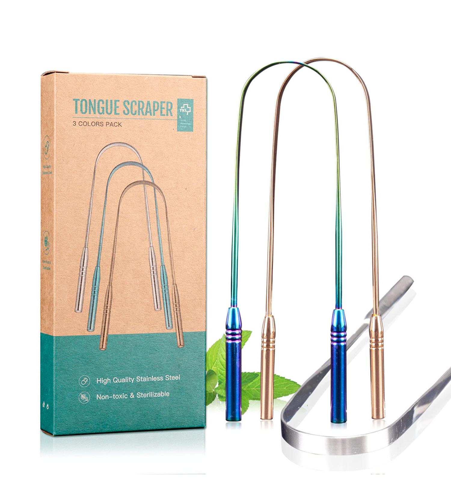 Y-Kelin Stainless Steel Tongue Scraper - 3 Pcs Metal Tongue Brush for Oral Care - Buy Online on GoSupps.com