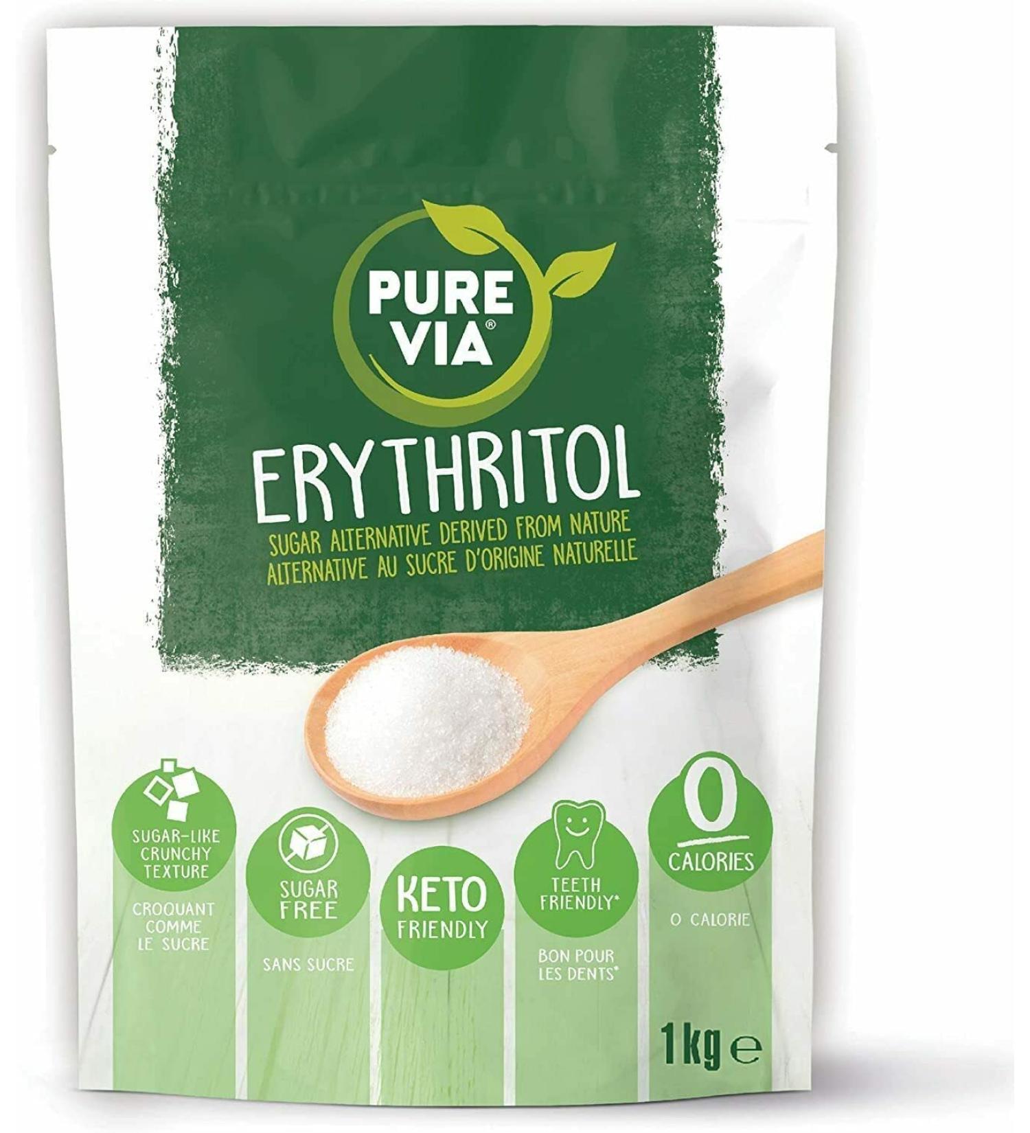 Pure Via Erythritol 1kg - Zero Calorie Keto Friendly Sugar Alternative - Non-GMO Certified - Buy Online on GoSupps.com