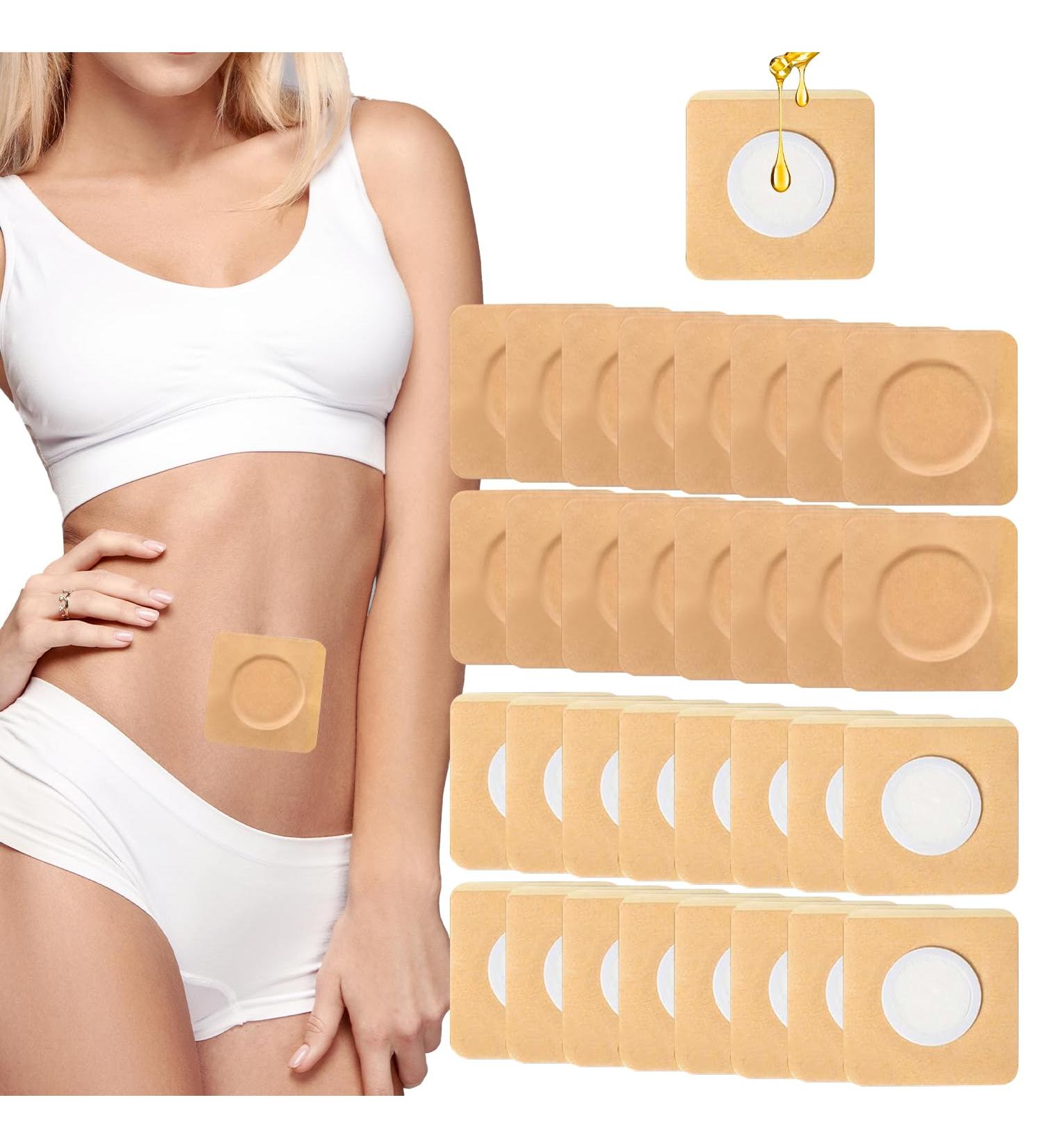 32Pcs Castor Oil Belly Button Patches Disposable Anti Leakage Organic Cotton Castor Oil Pads (Oil Not Included) Square Shape 2.8" x 2.8" - Buy Online on GoSupps.com