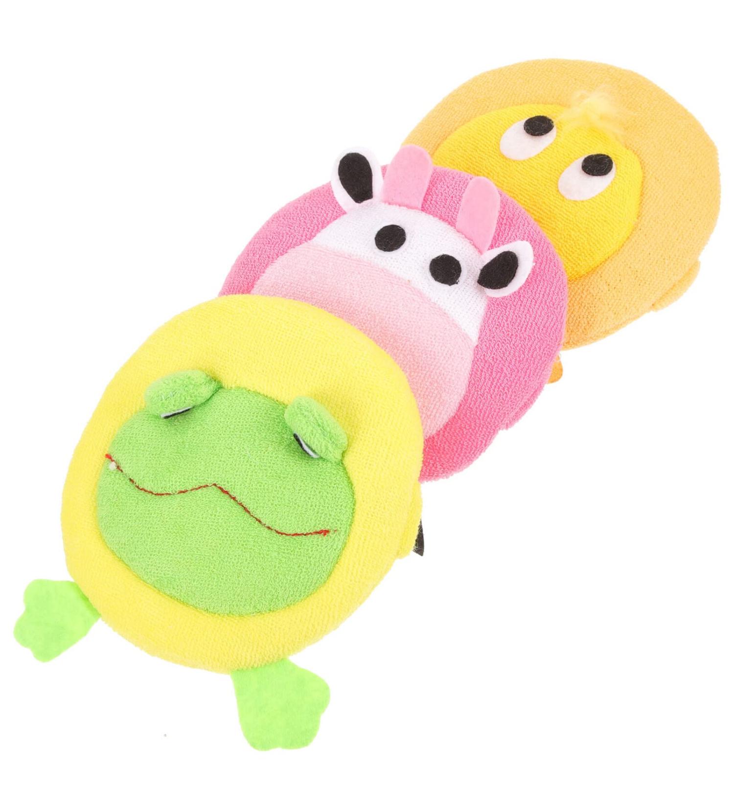 FOMIYES 3pcs Animal Bath Sponge Set for Kids - Baby Shower Scrubber and Toy Body Loofah Pouf - Buy Online on GoSupps.com